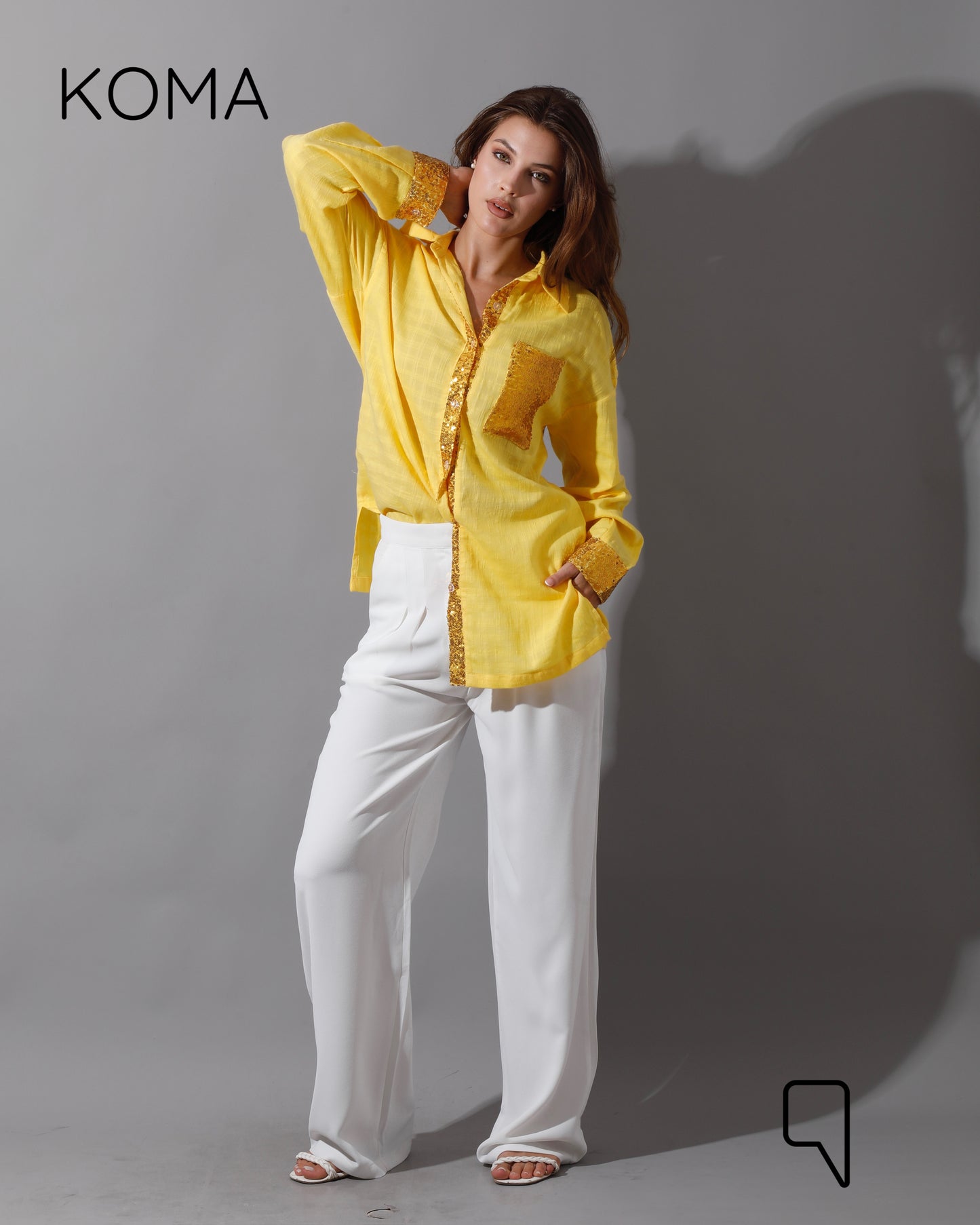 Glitter Long Sleeves Shirt - Yellow