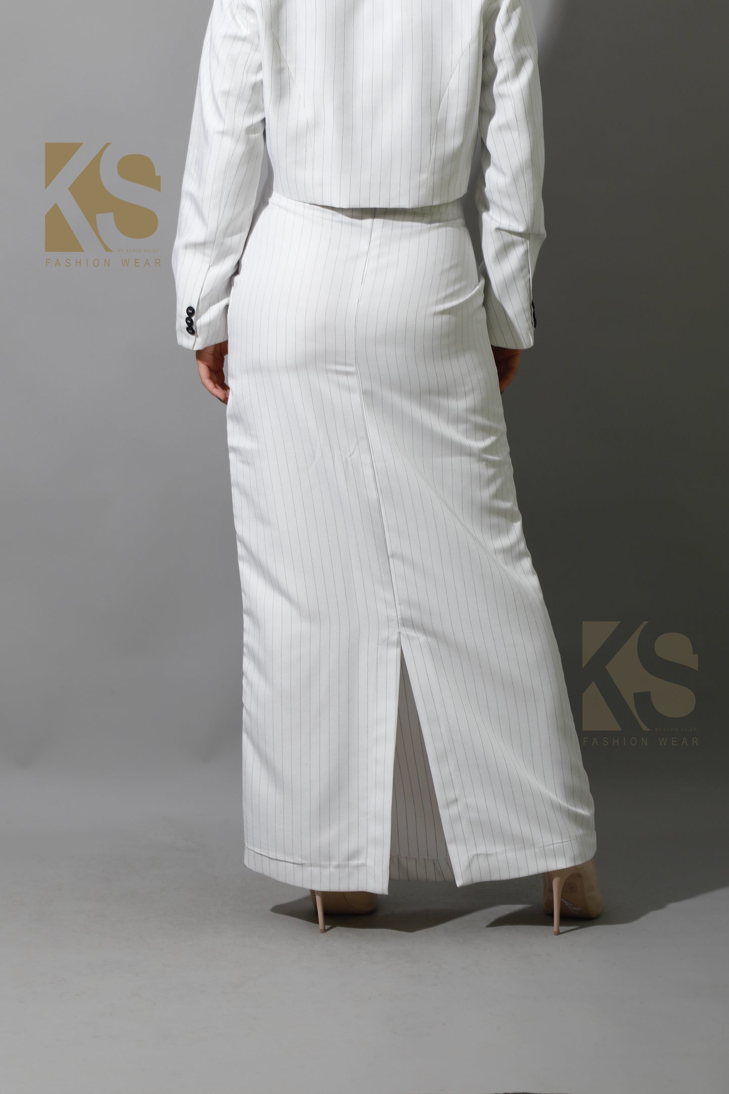Striped Maxi Skirt Co-Ord - White