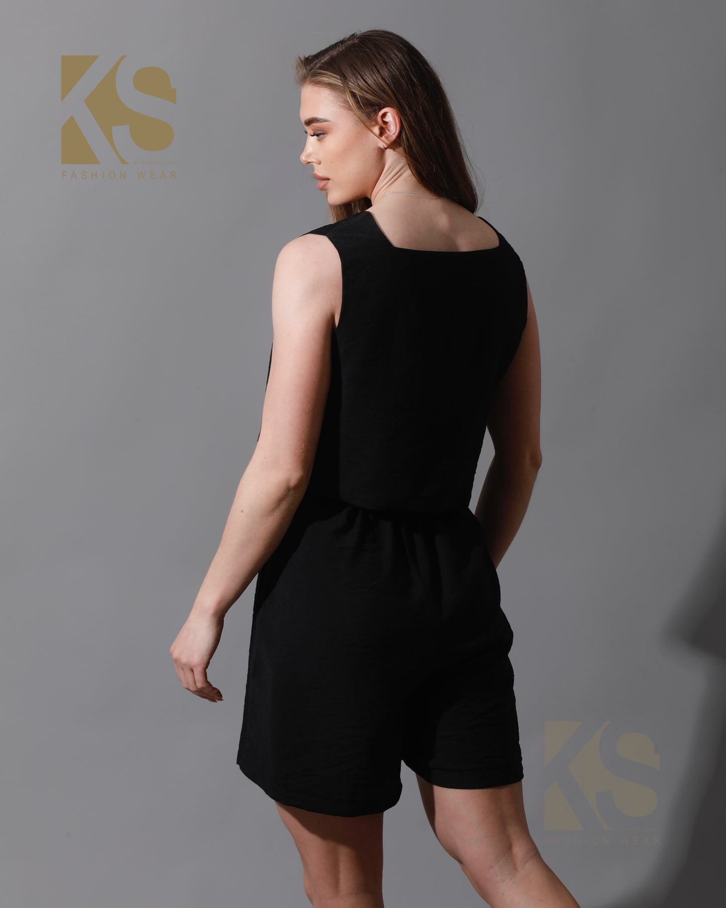 Tank Top & Flared Shorts Set - Black