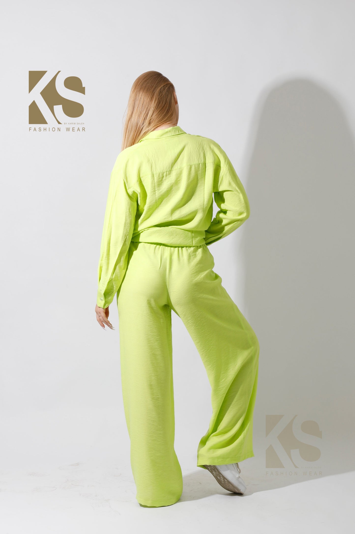 Co-Ord Long Sleeves Shirt - Lime Green