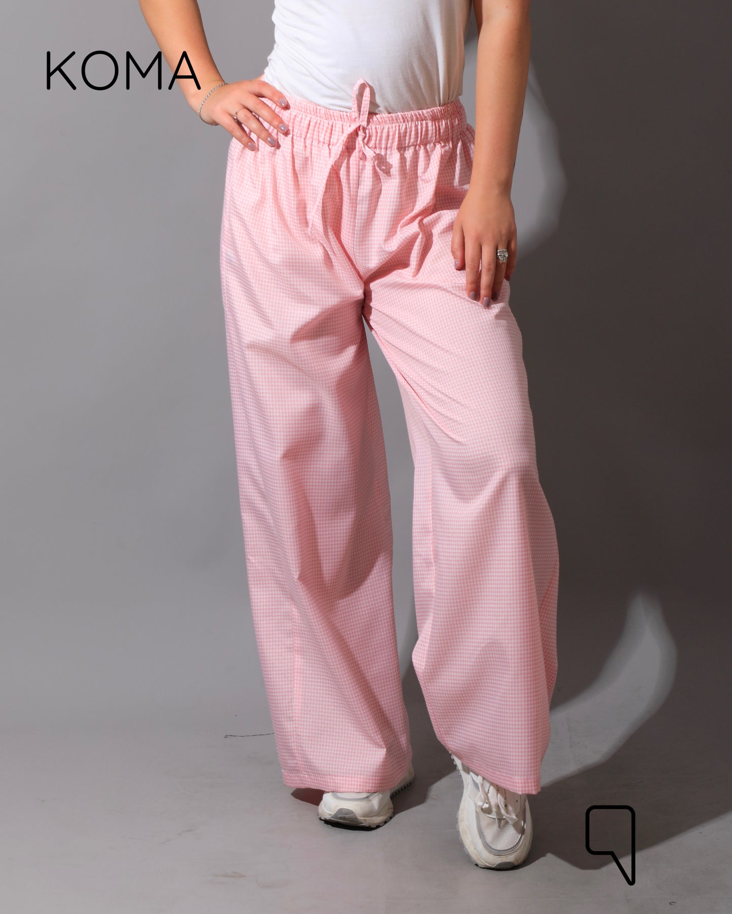 Plaid Straight Leg trousers - Plaid Pink