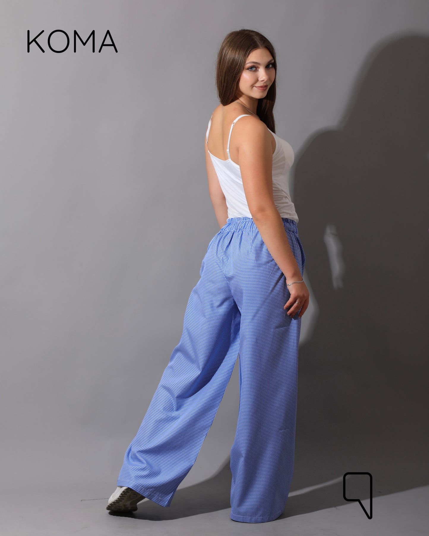 Plaid Straight Leg trousers - Plaid Baby Blue
