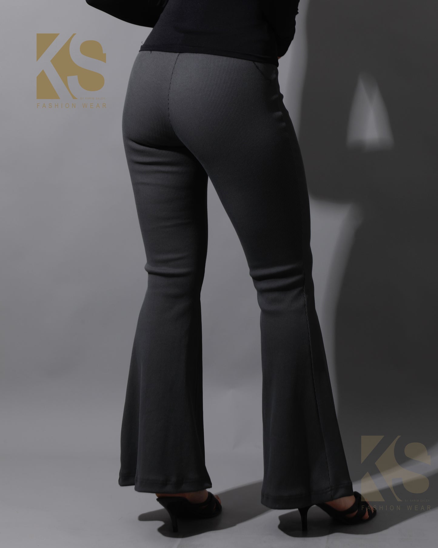 Slinky Flared Trousers - Gray