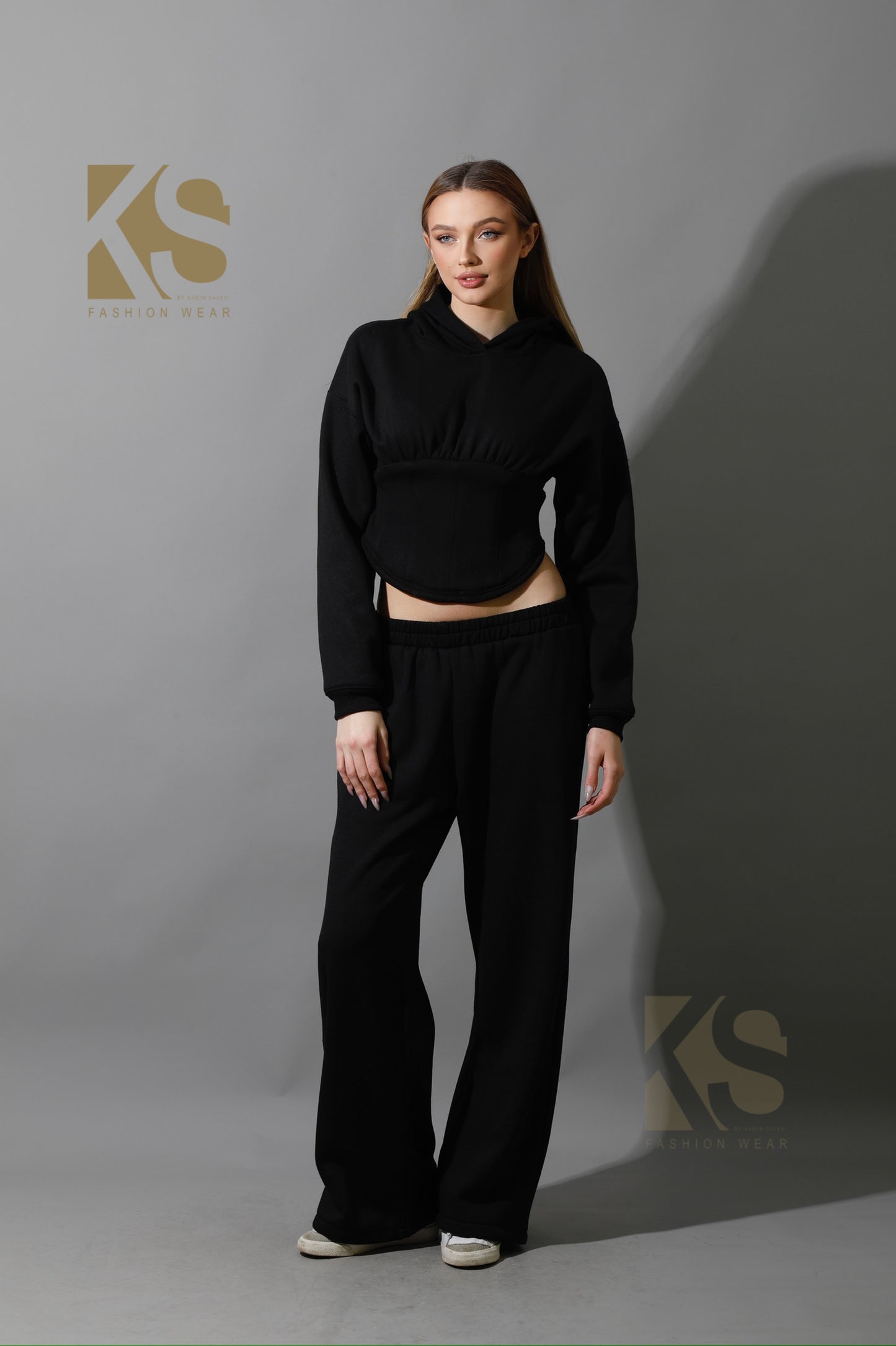 Corset Hoodie Set - Black