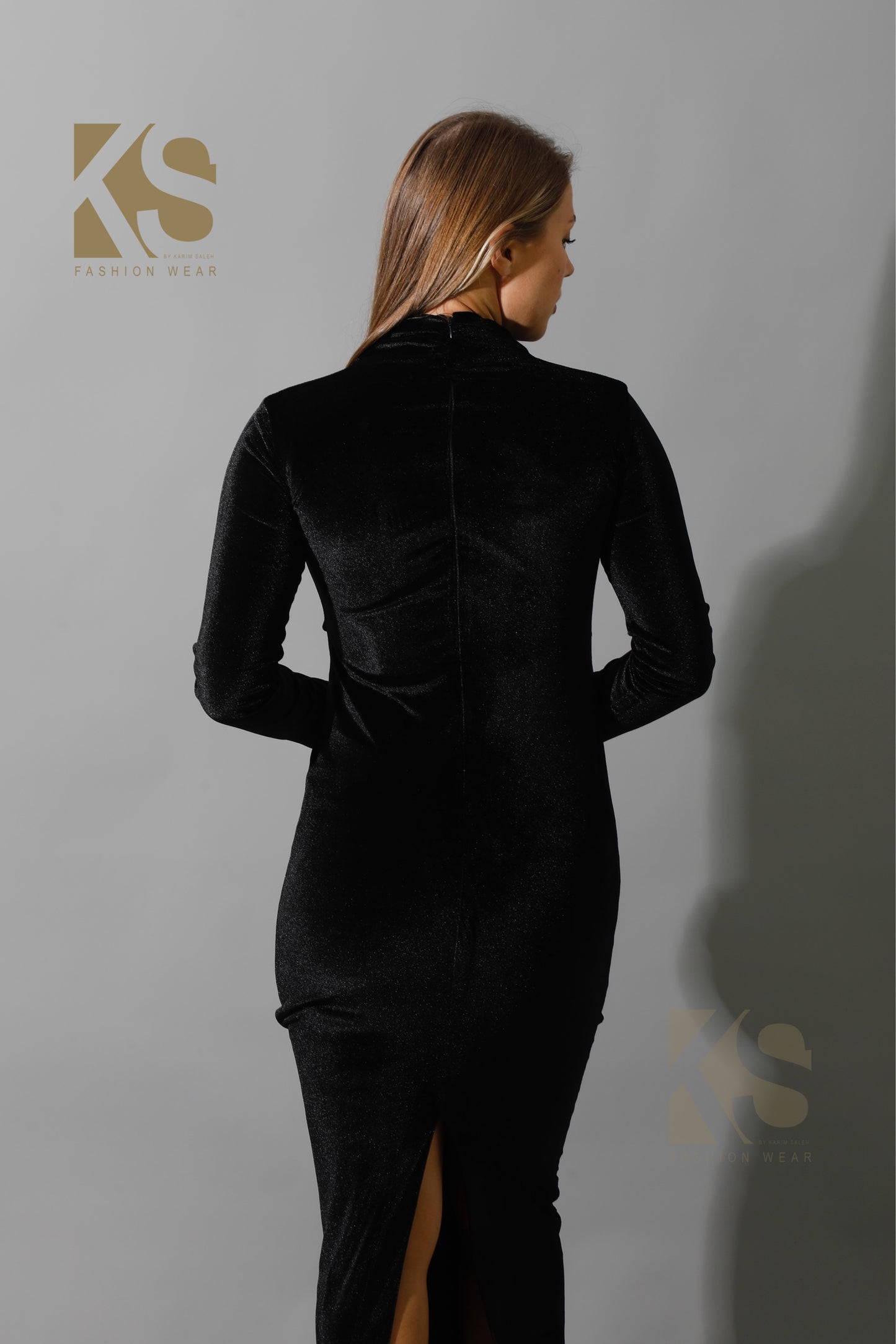Back Slit Midi Dress - Black