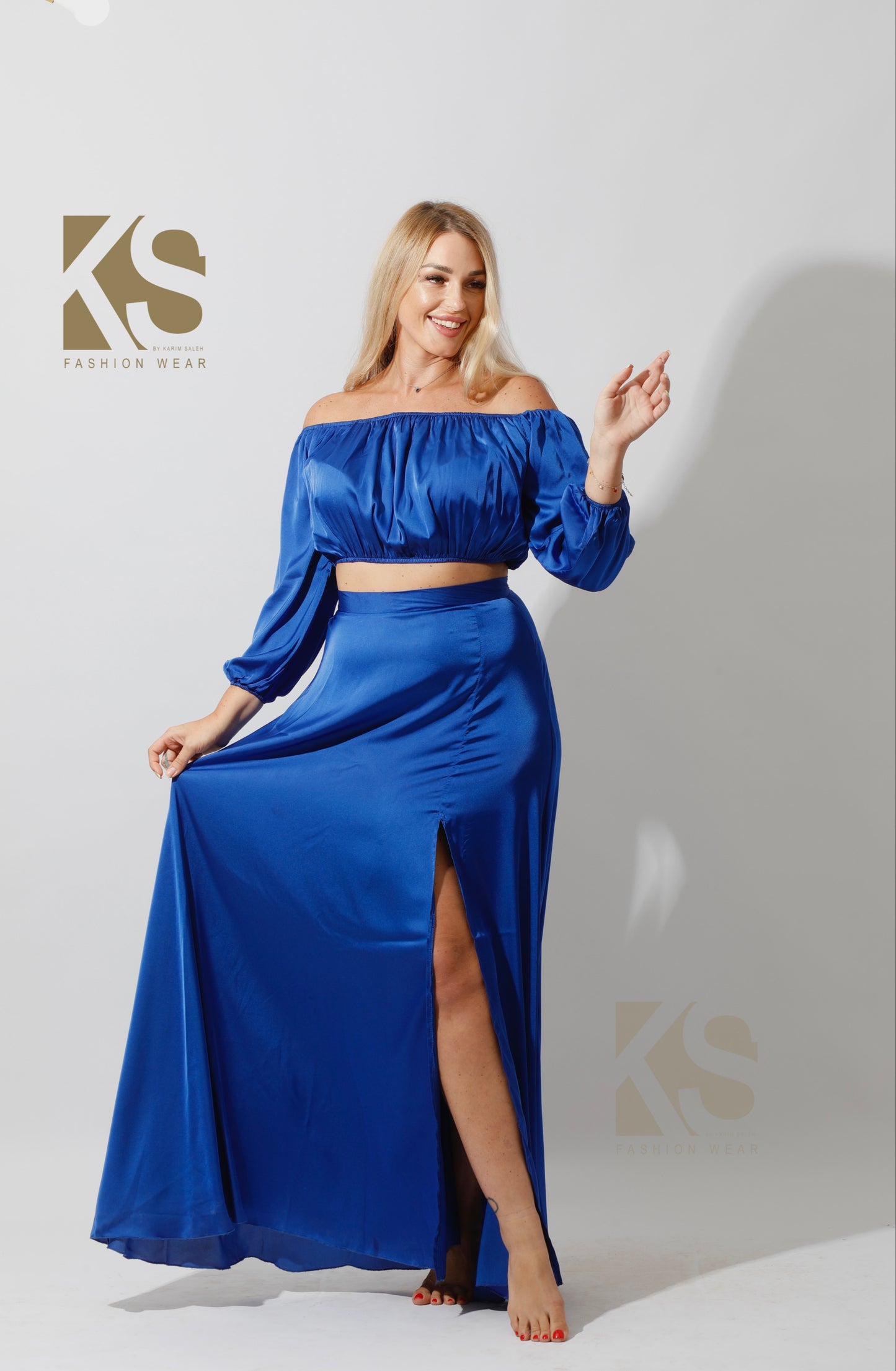 Off Shoulder Blouse - Electric Blue