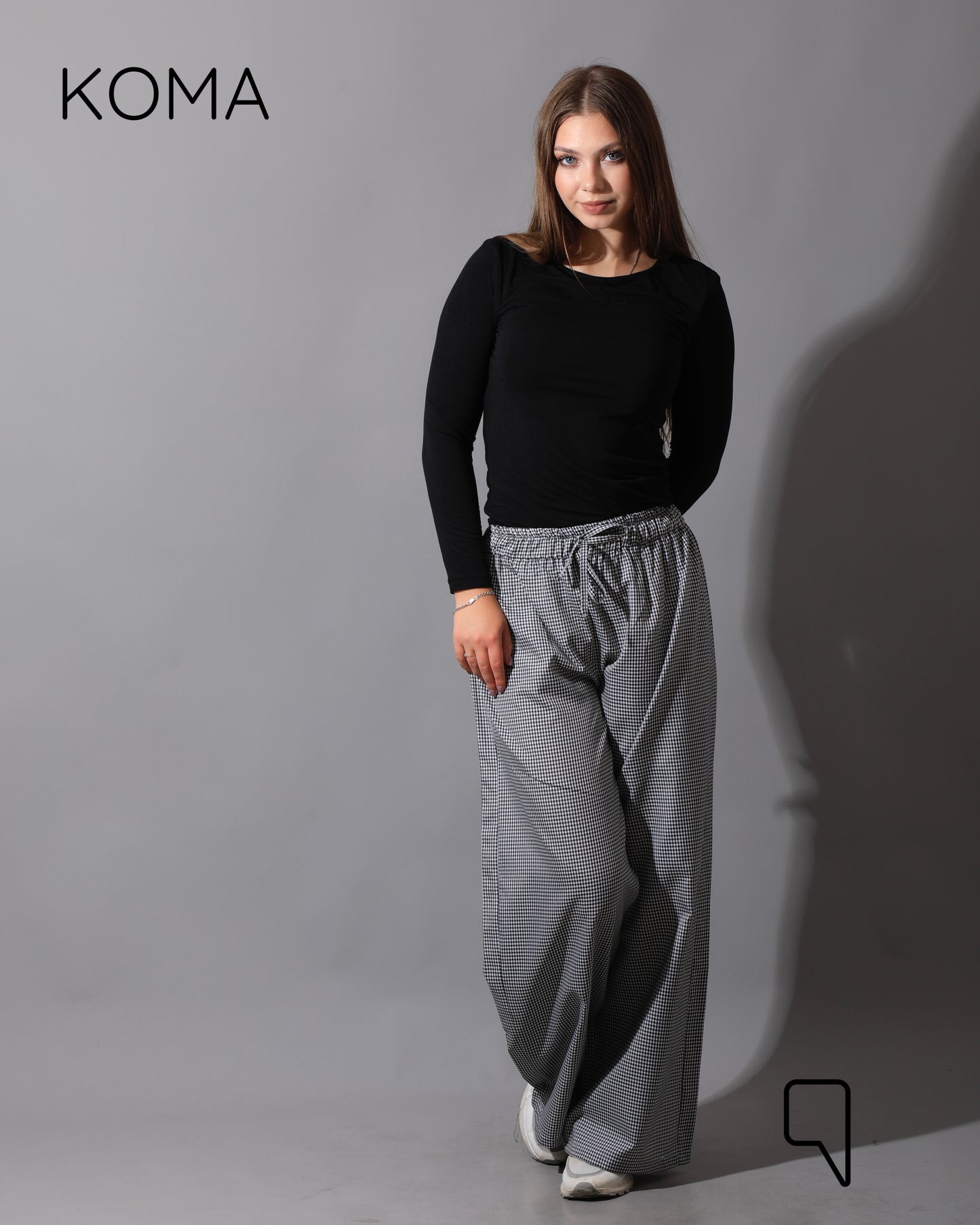 Plaid Straight Leg trousers - Plaid Black
