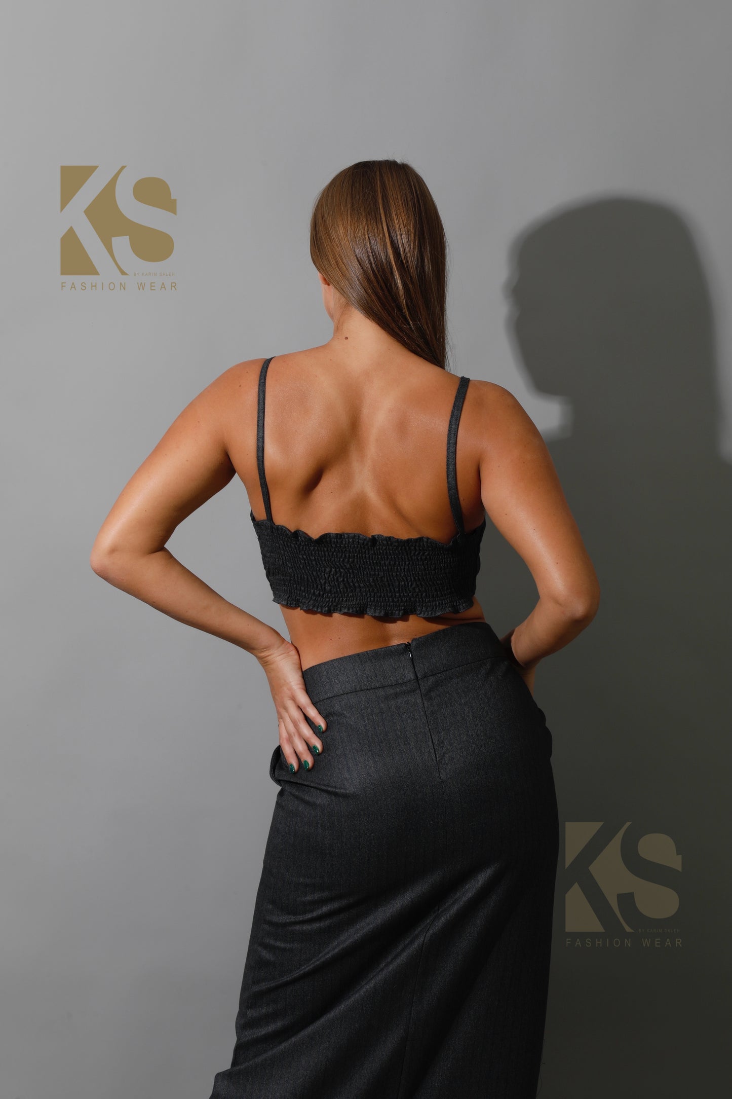 Striped Maxi Skirt Co-Ord - Gray