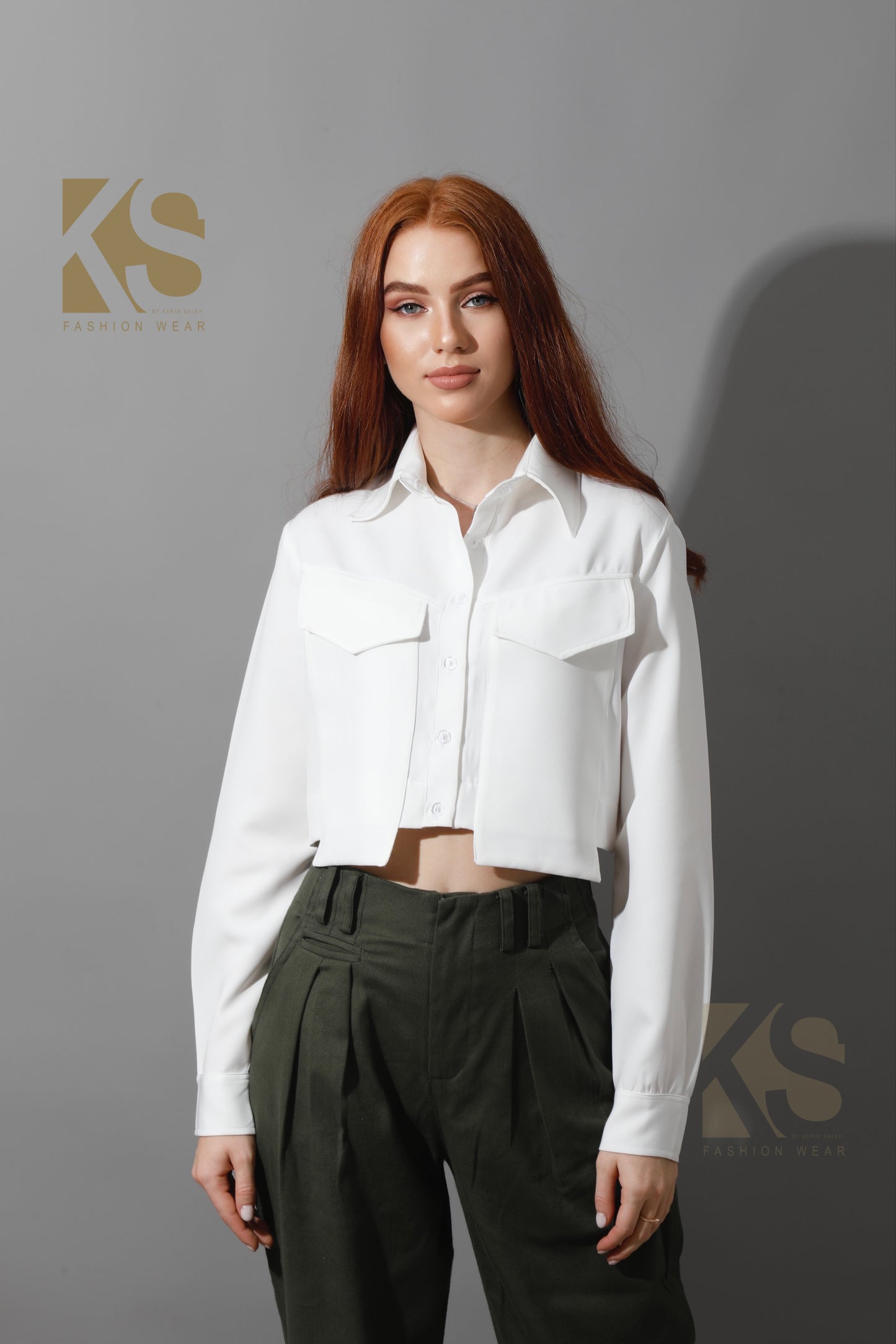 Pockets Cropped Shirt - White