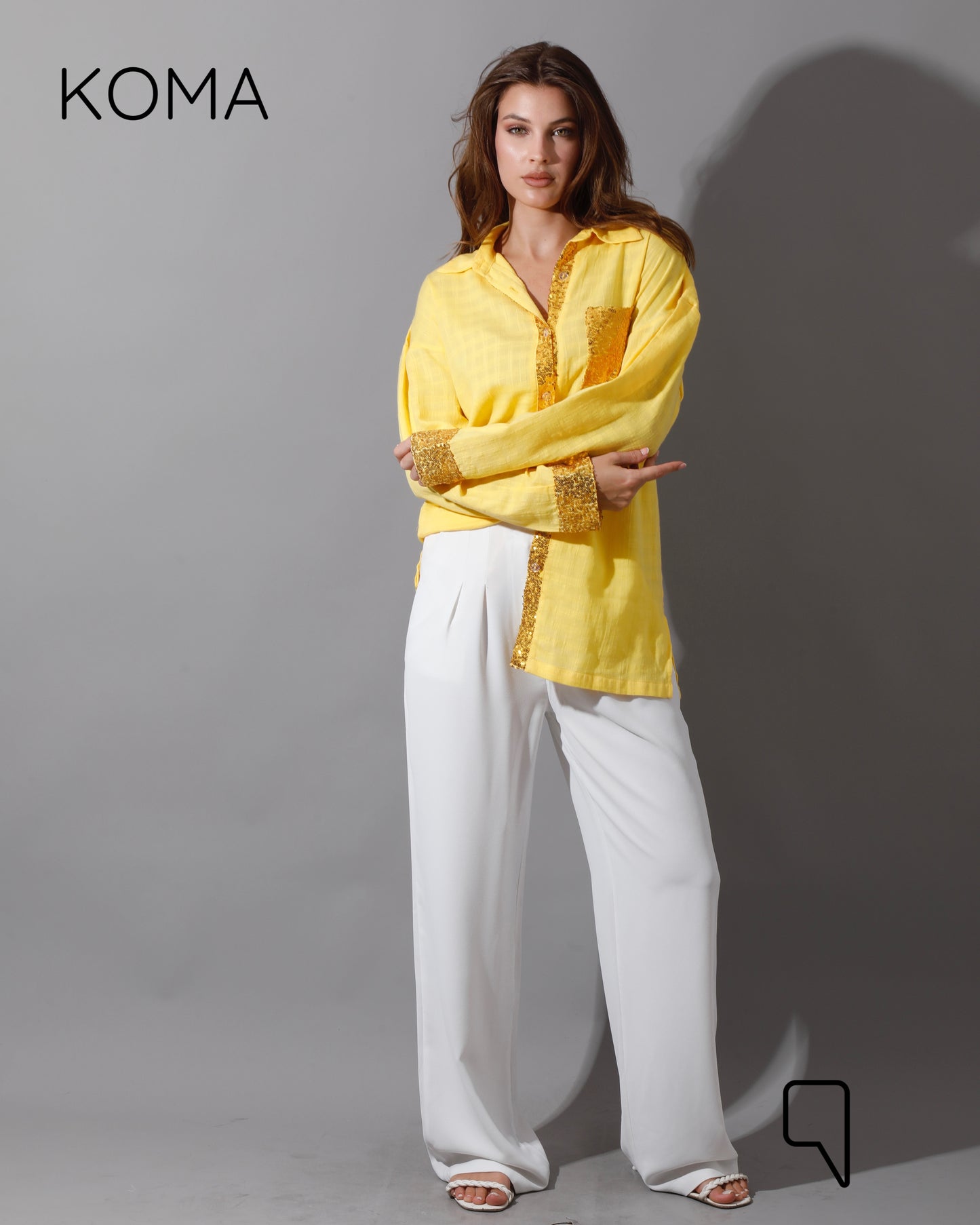 Glitter Long Sleeves Shirt - Yellow