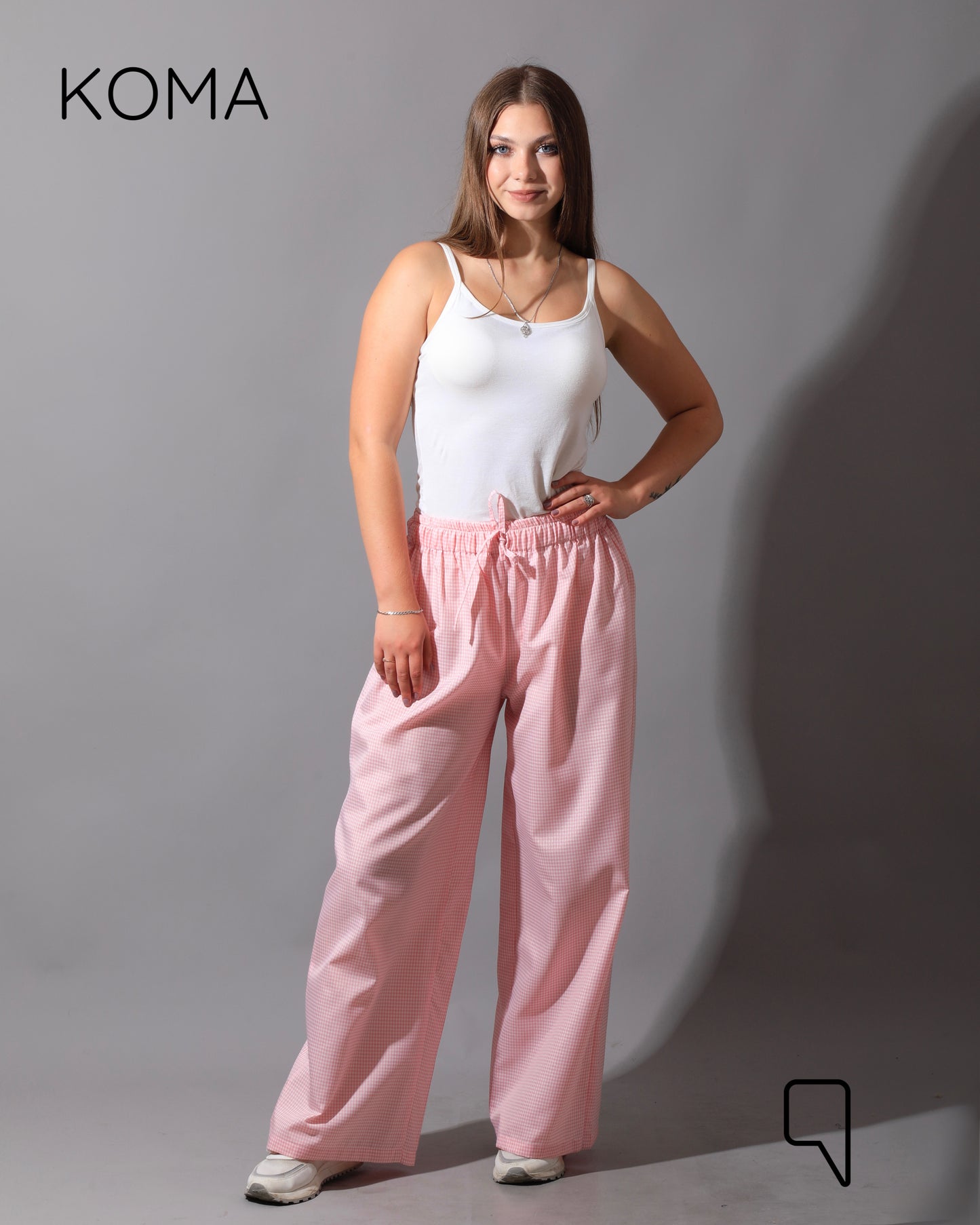 Plaid Straight Leg trousers - Plaid Pink