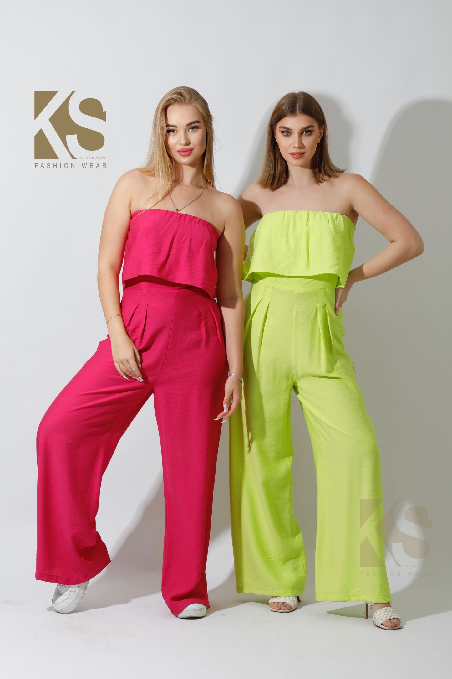 Wide Leg Jumpsuit - Lime Green