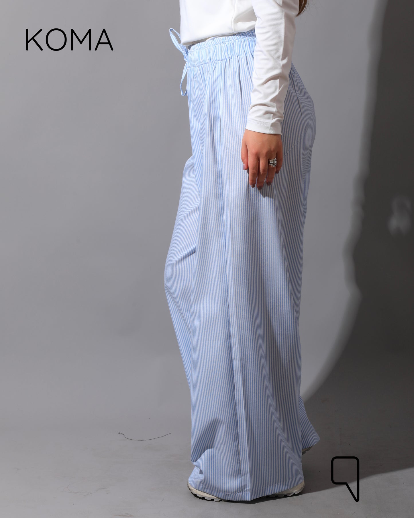 Striped Straight Leg trousers - Striped Baby Blue