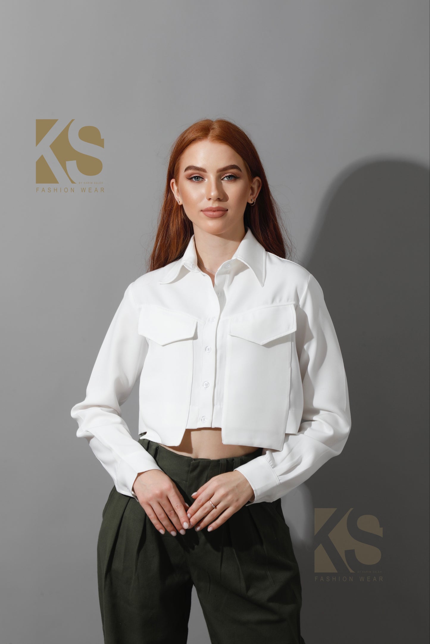 Pockets Cropped Shirt - White