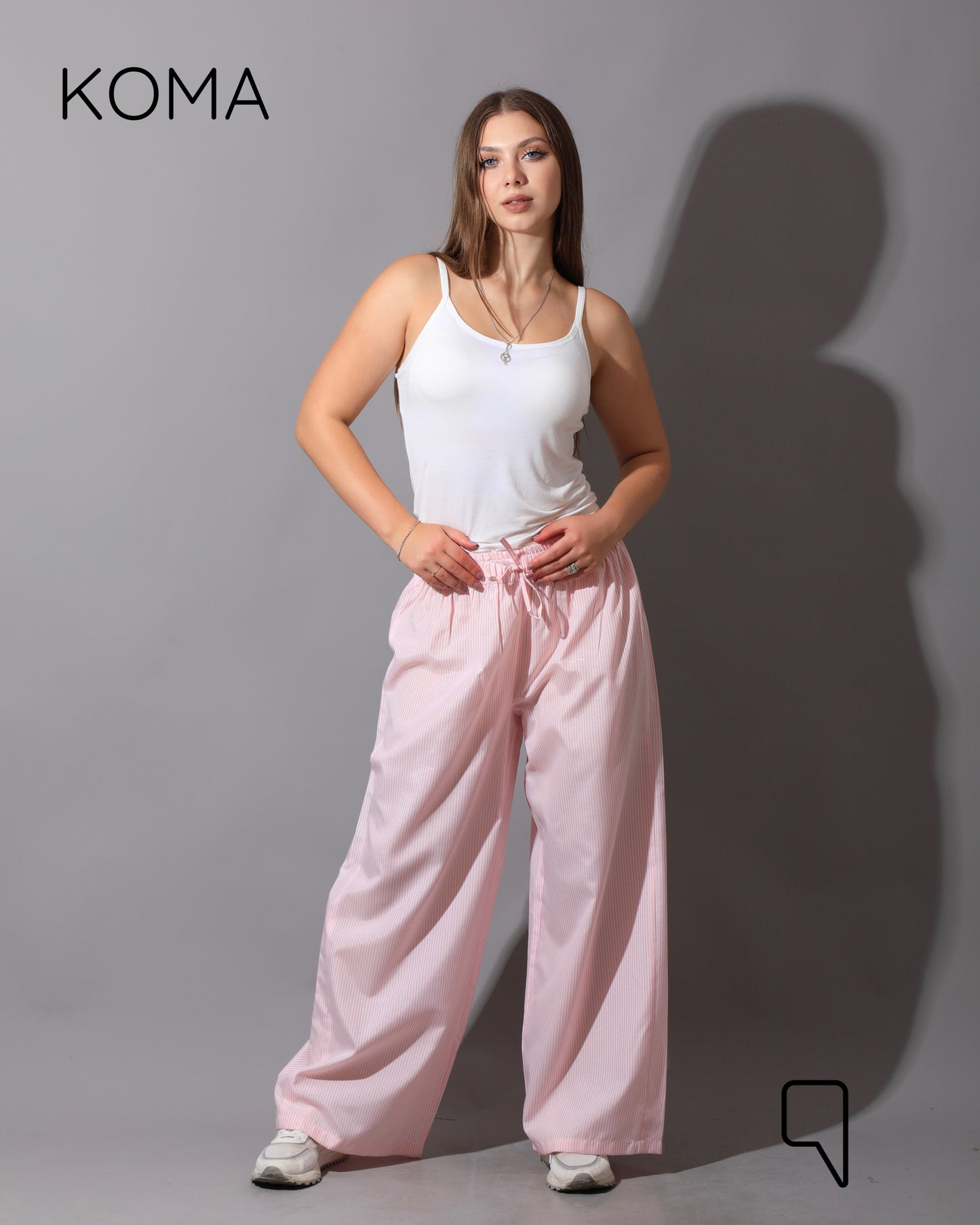 Striped Straight Leg trousers - Striped Pink