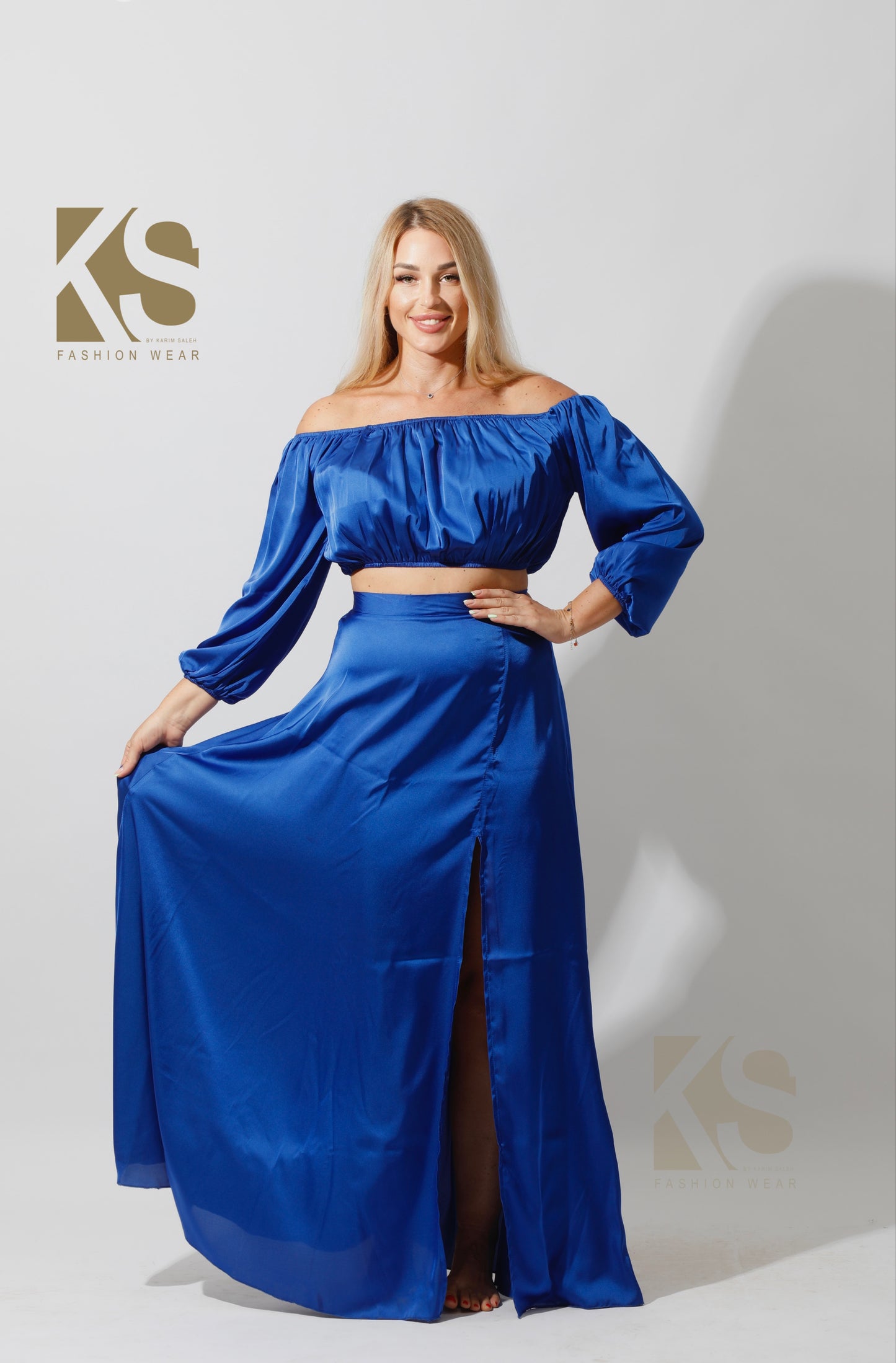 Off Shoulder Blouse - Electric Blue
