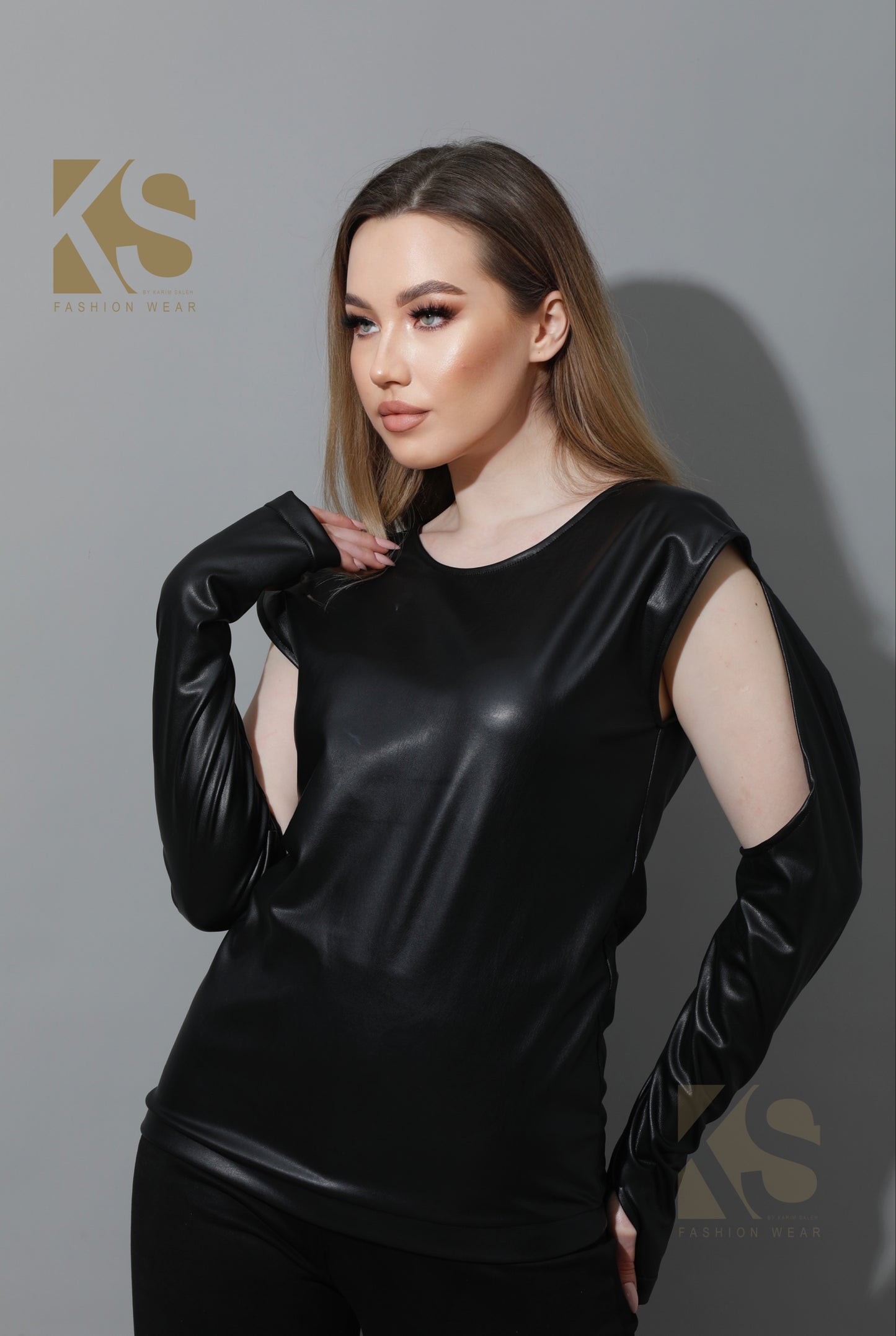 Leather Cutout Top - Black