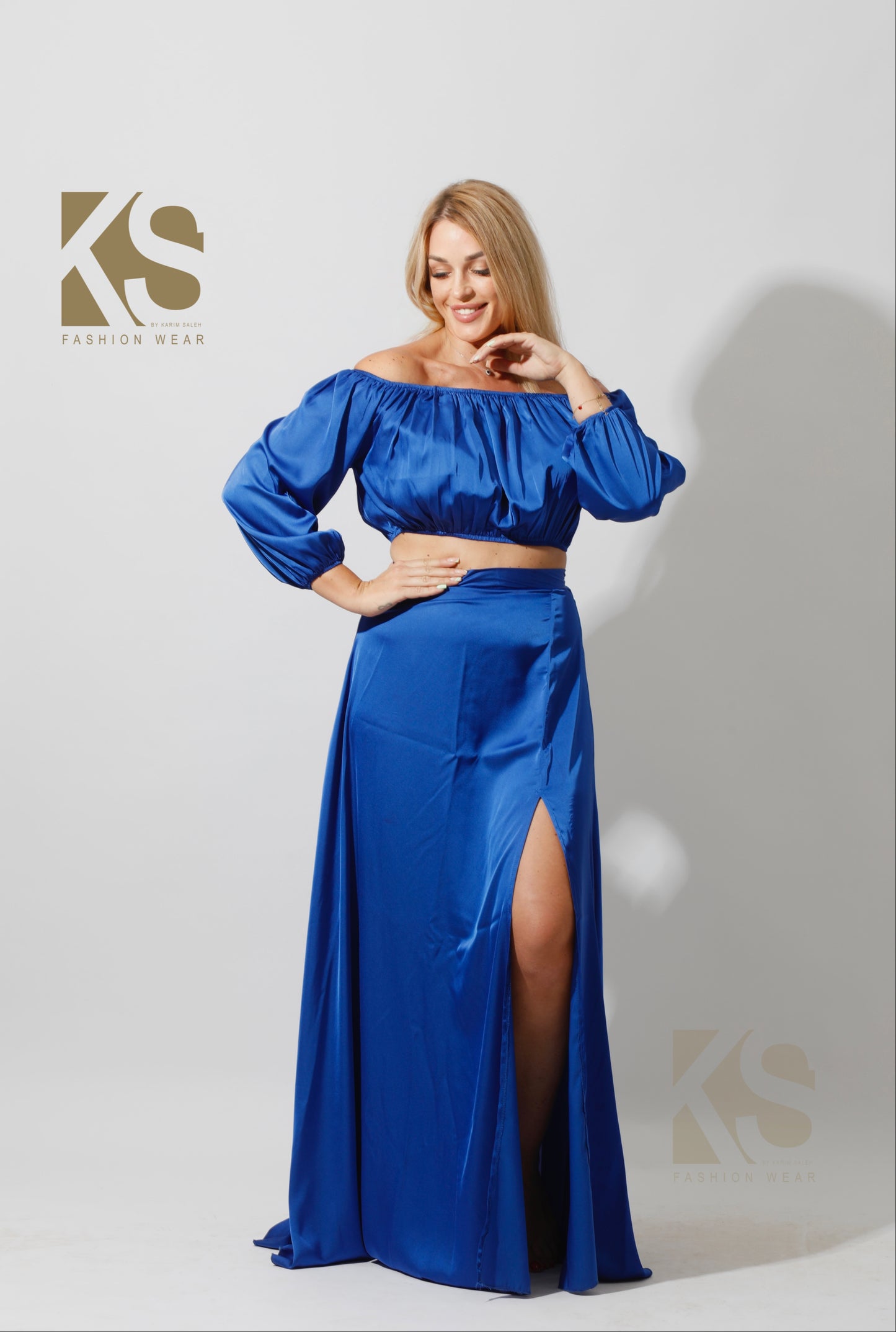 Off Shoulder Blouse - Electric Blue