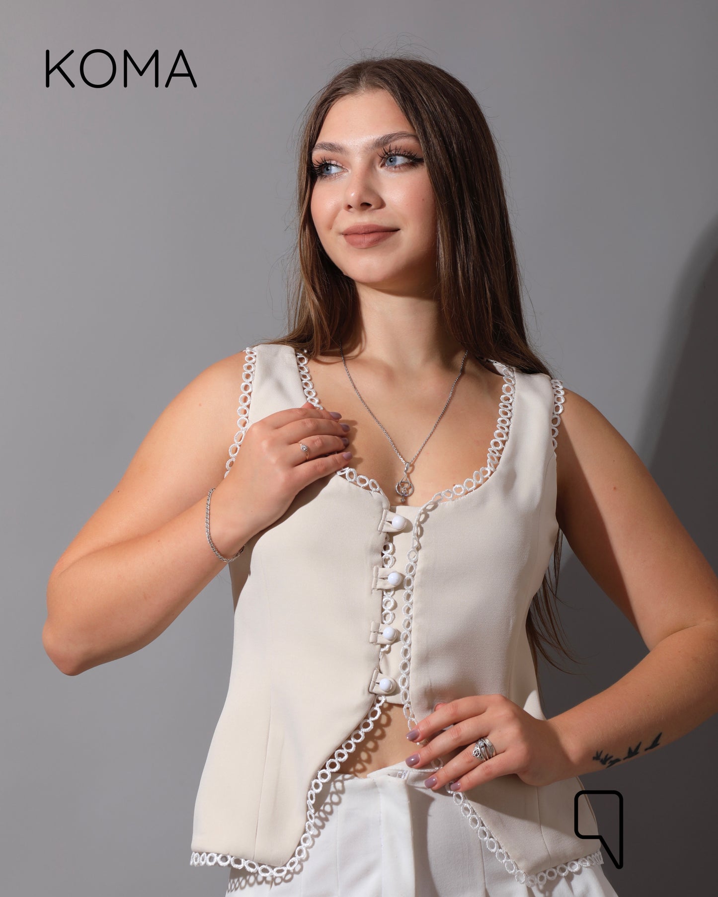 Accessorized Vest - Beige