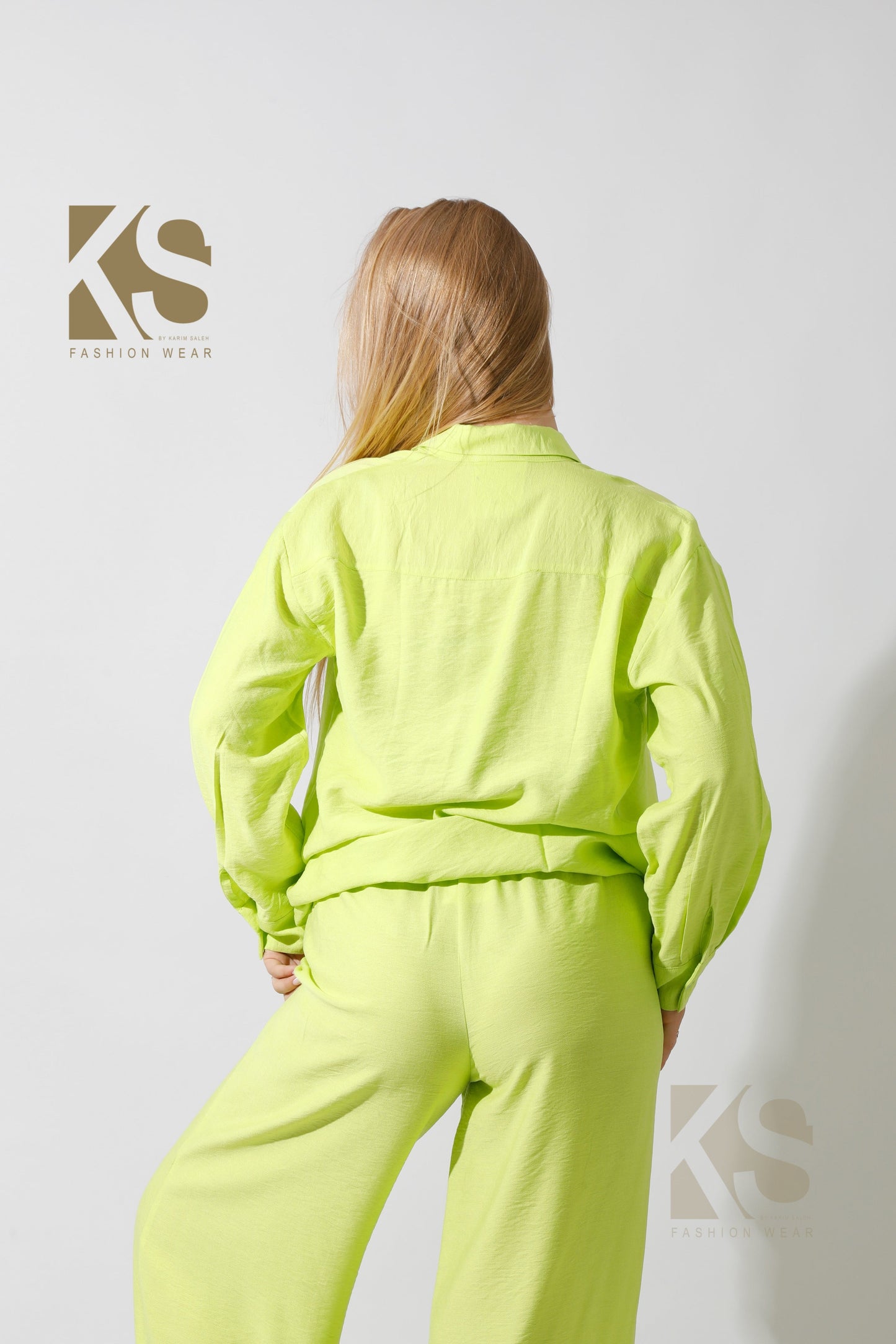 Co-Ord Long Sleeves Shirt - Lime Green