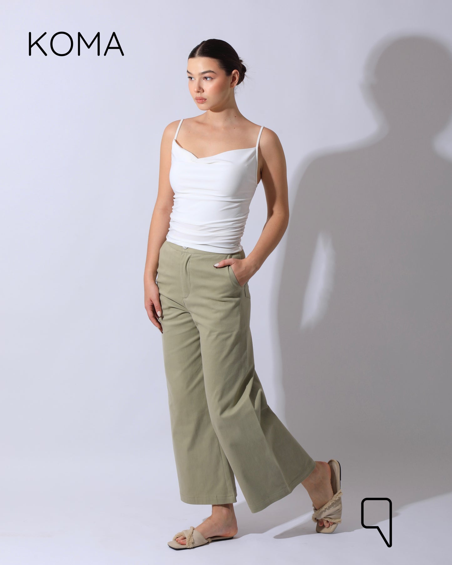 Maddelena Mini Flare Trousers - Olive