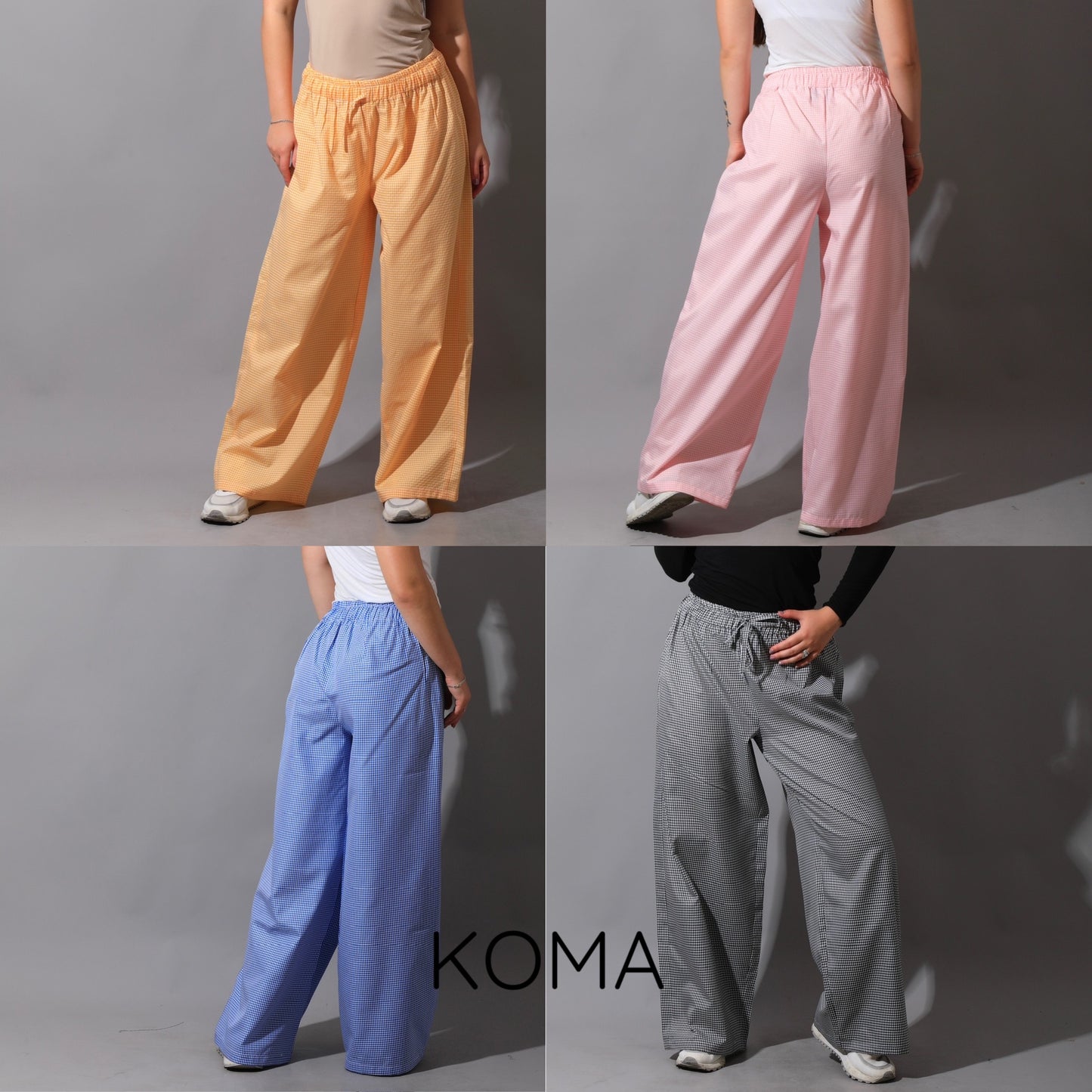 Plaid Straight Leg trousers - Plaid Pink