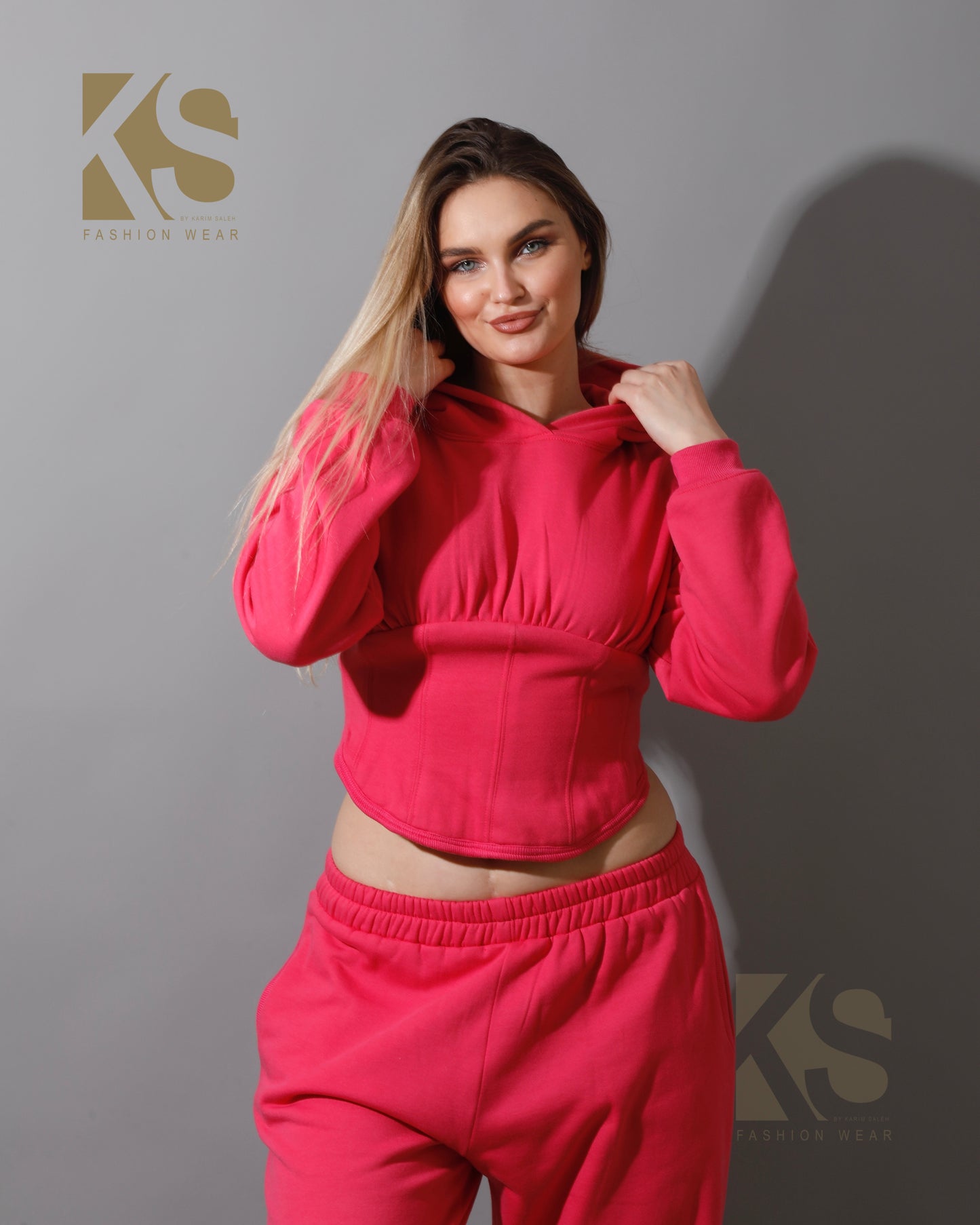 Corset Hoodie & Pants Set - Barbie Pink
