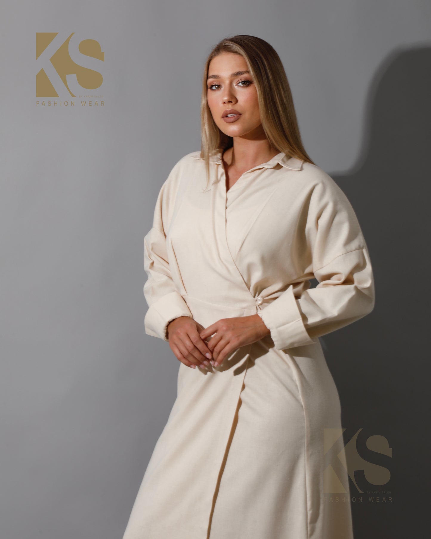 Wrapped Maxi Dress - Beige