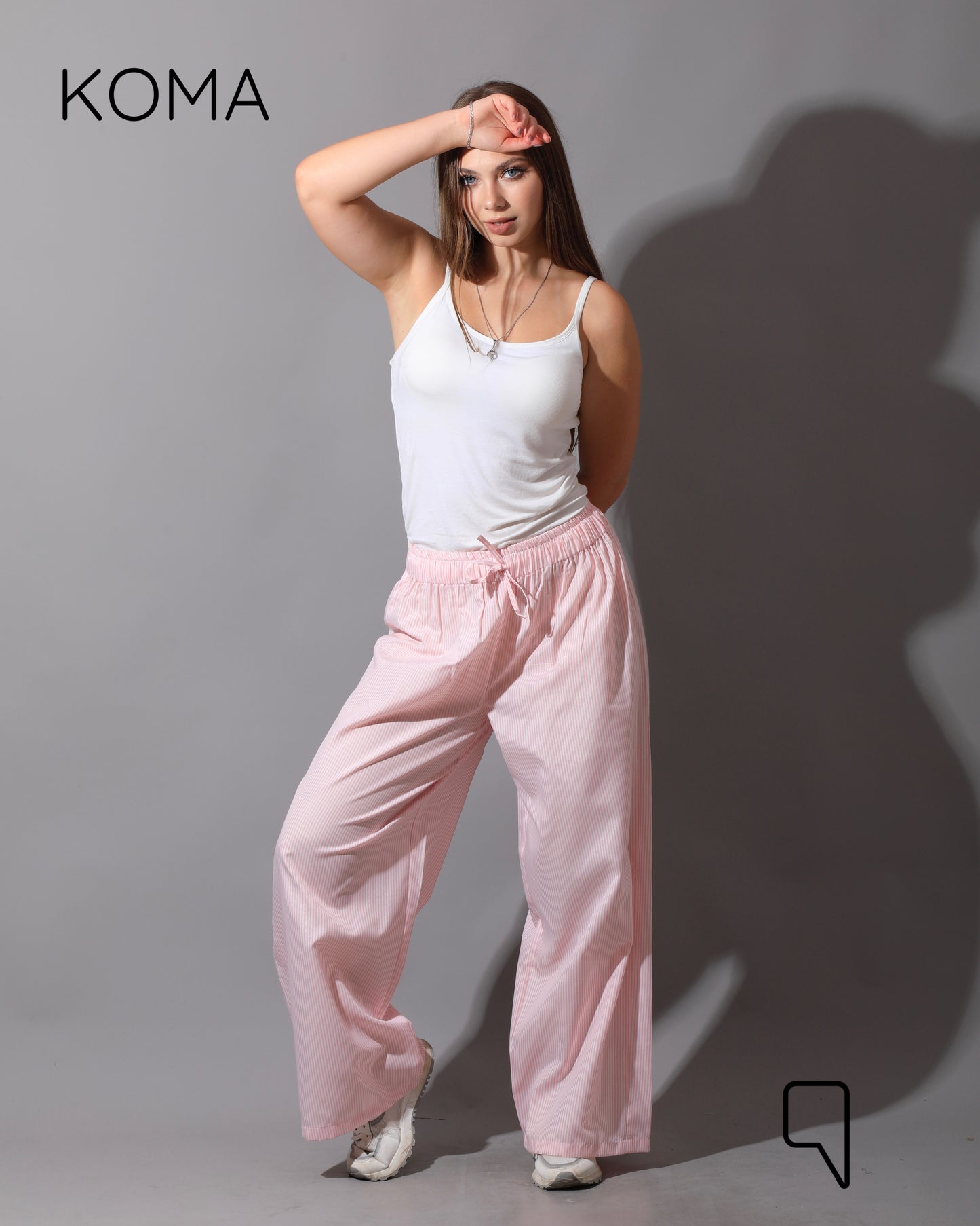 Striped Straight Leg trousers - Striped Pink