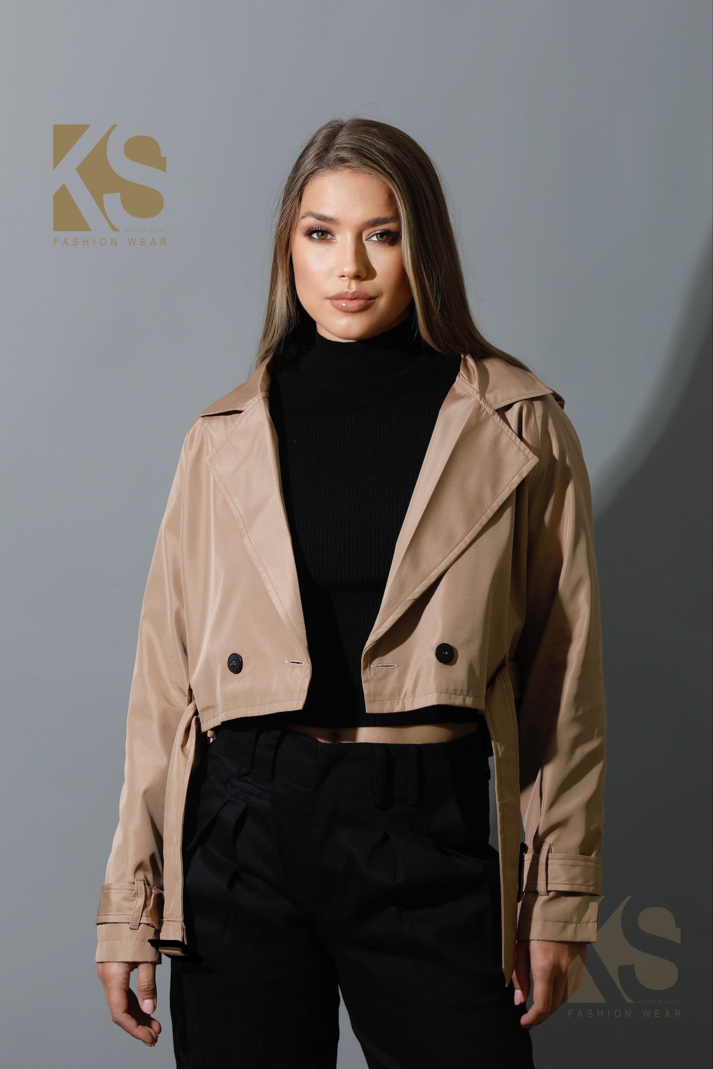 Double Breasted Trench Jacket - Beige