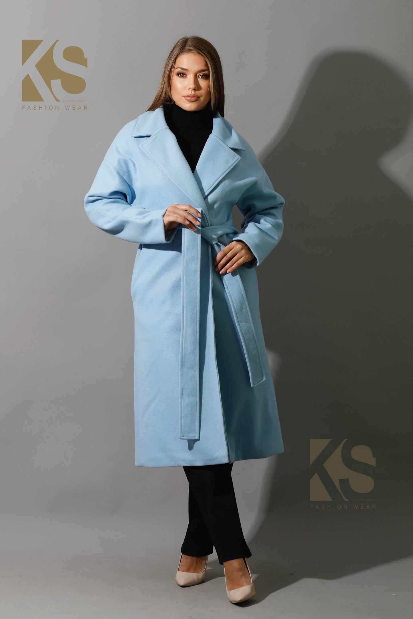 Oversized Wrapped Coat - Babe Blue