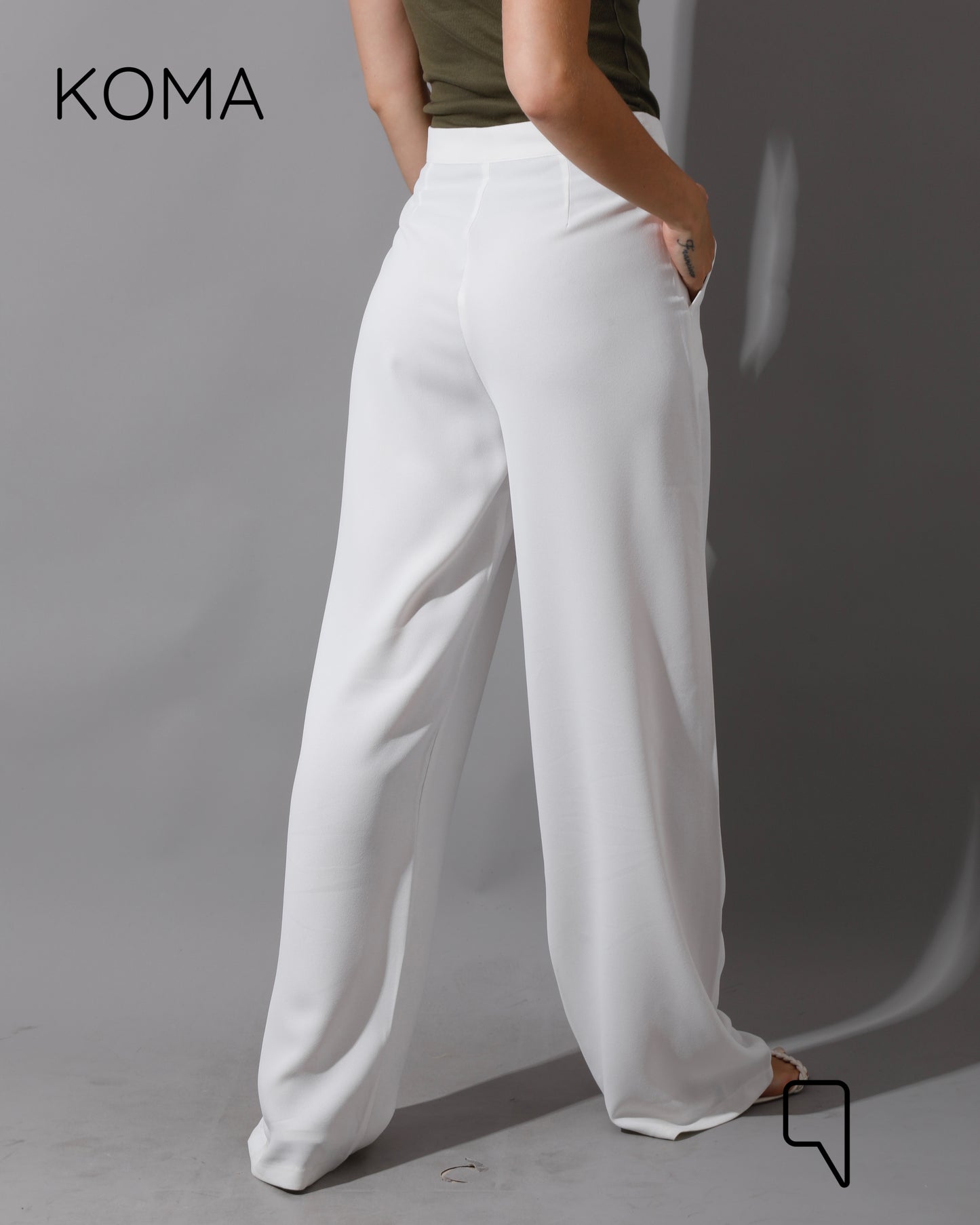 High Waist Straight Leg Trousers - White