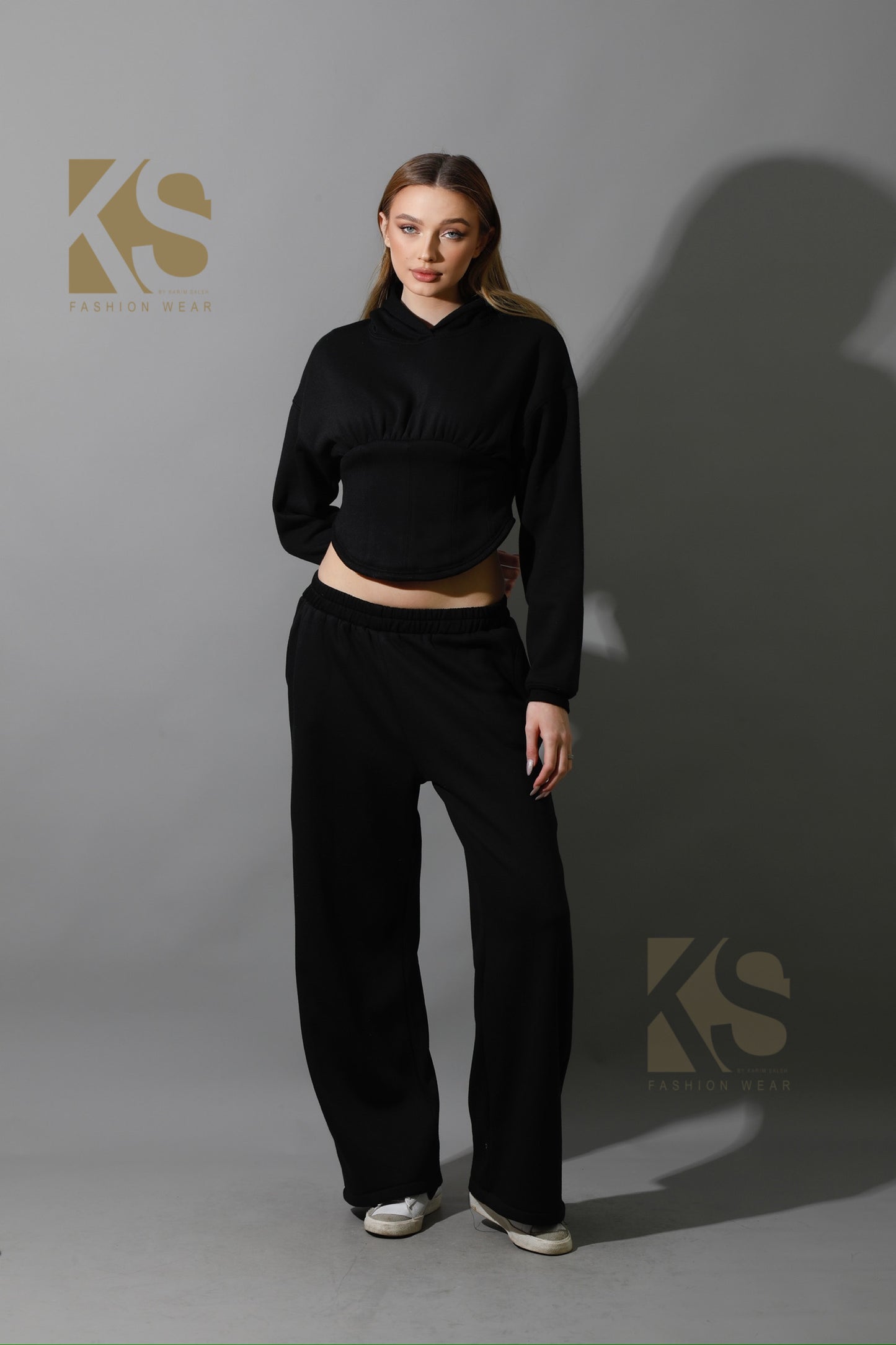 Corset Hoodie Set - Black