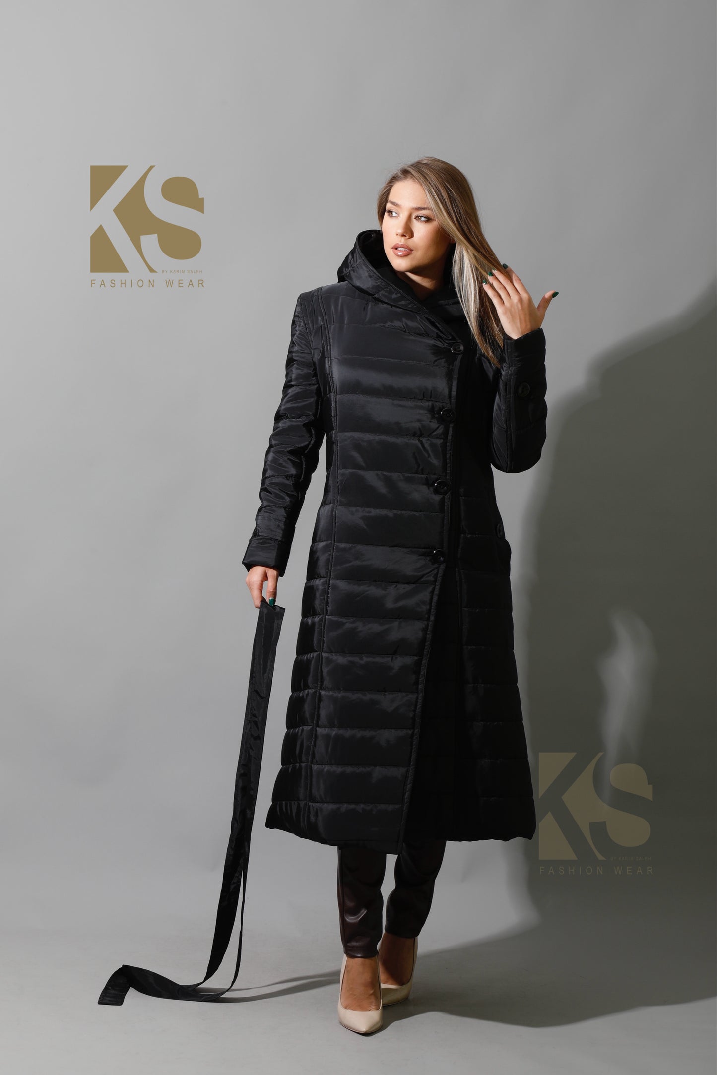 Waterproof Puffer Long Coat - Black