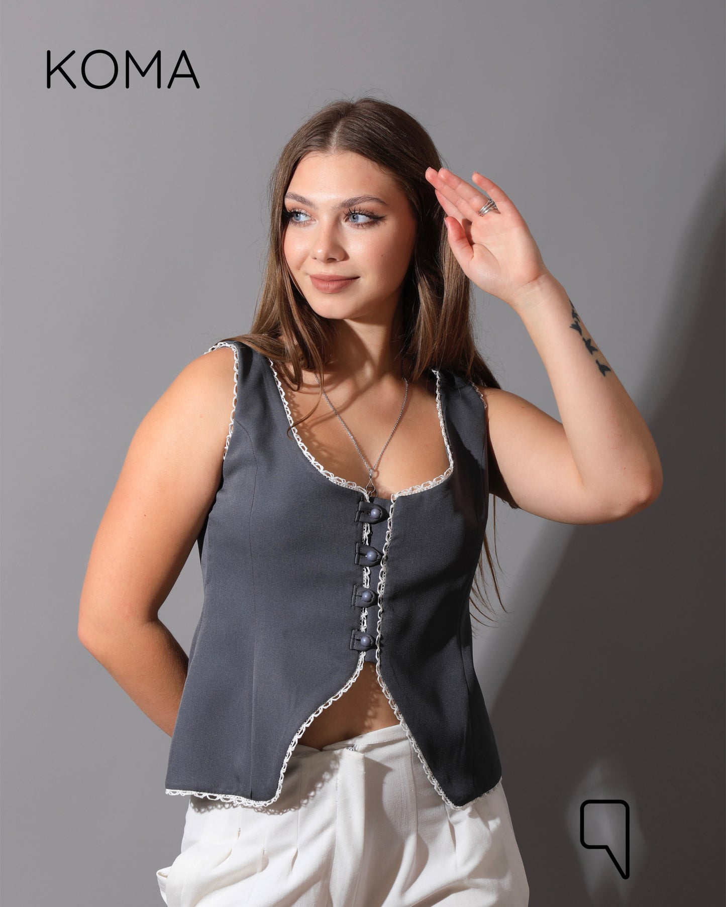 Accessorized Vest - Gray