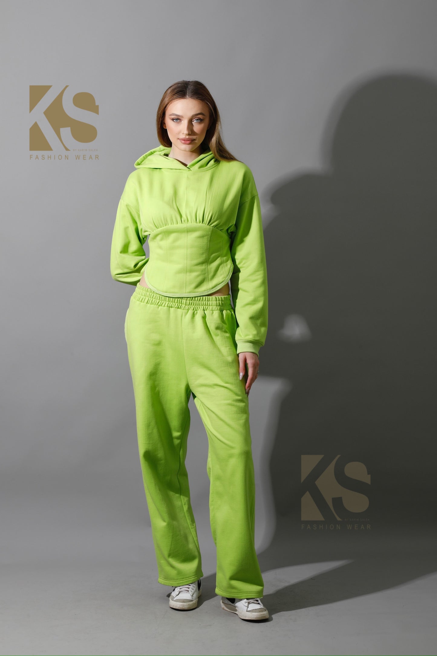 Corset Hoodie Set - Lime Green