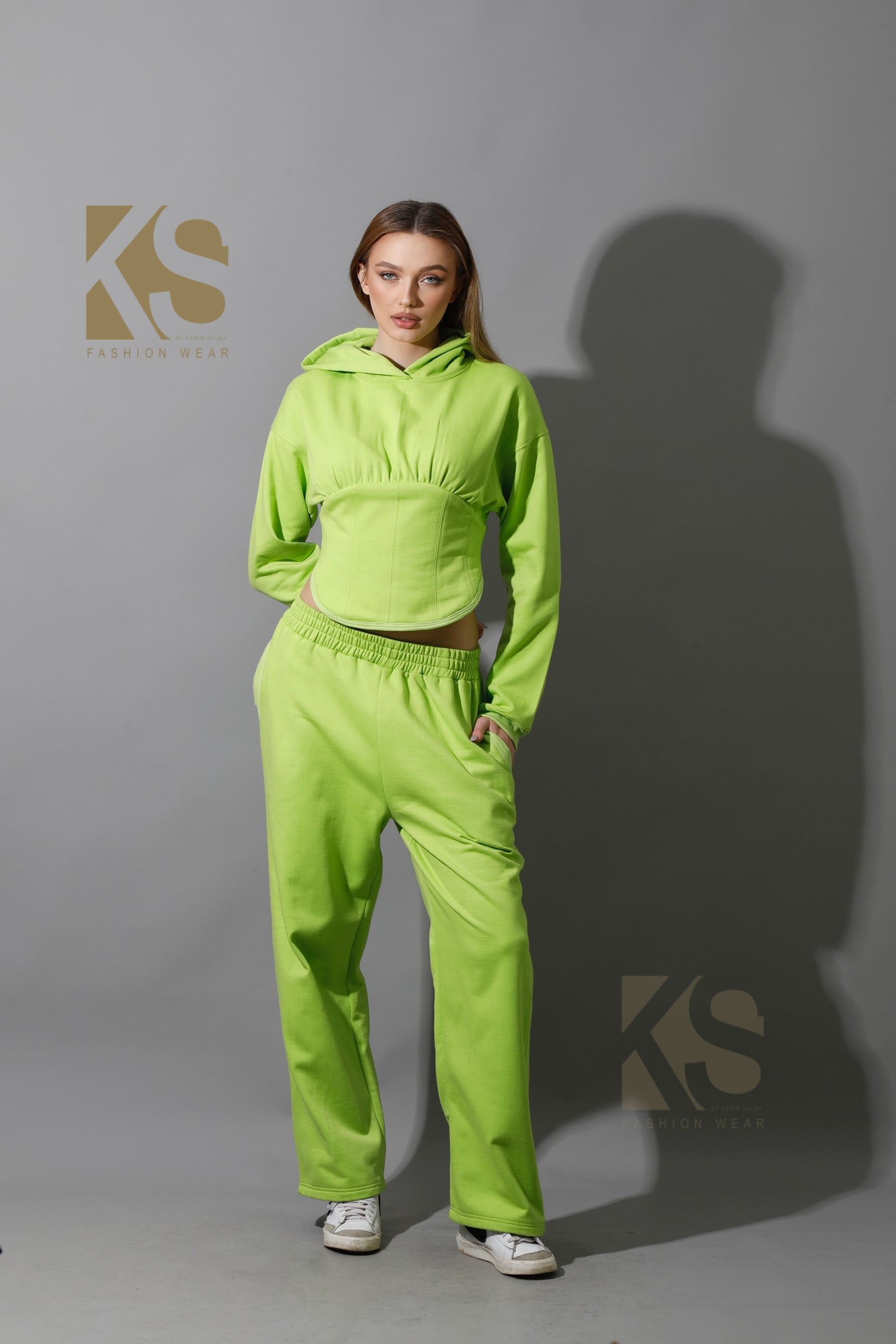 Corset Hoodie Set - Lime Green