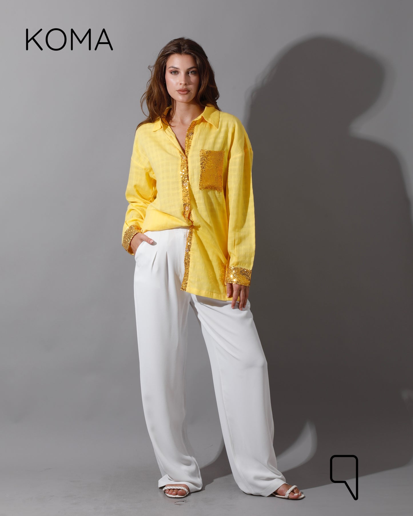 Glitter Long Sleeves Shirt - Yellow