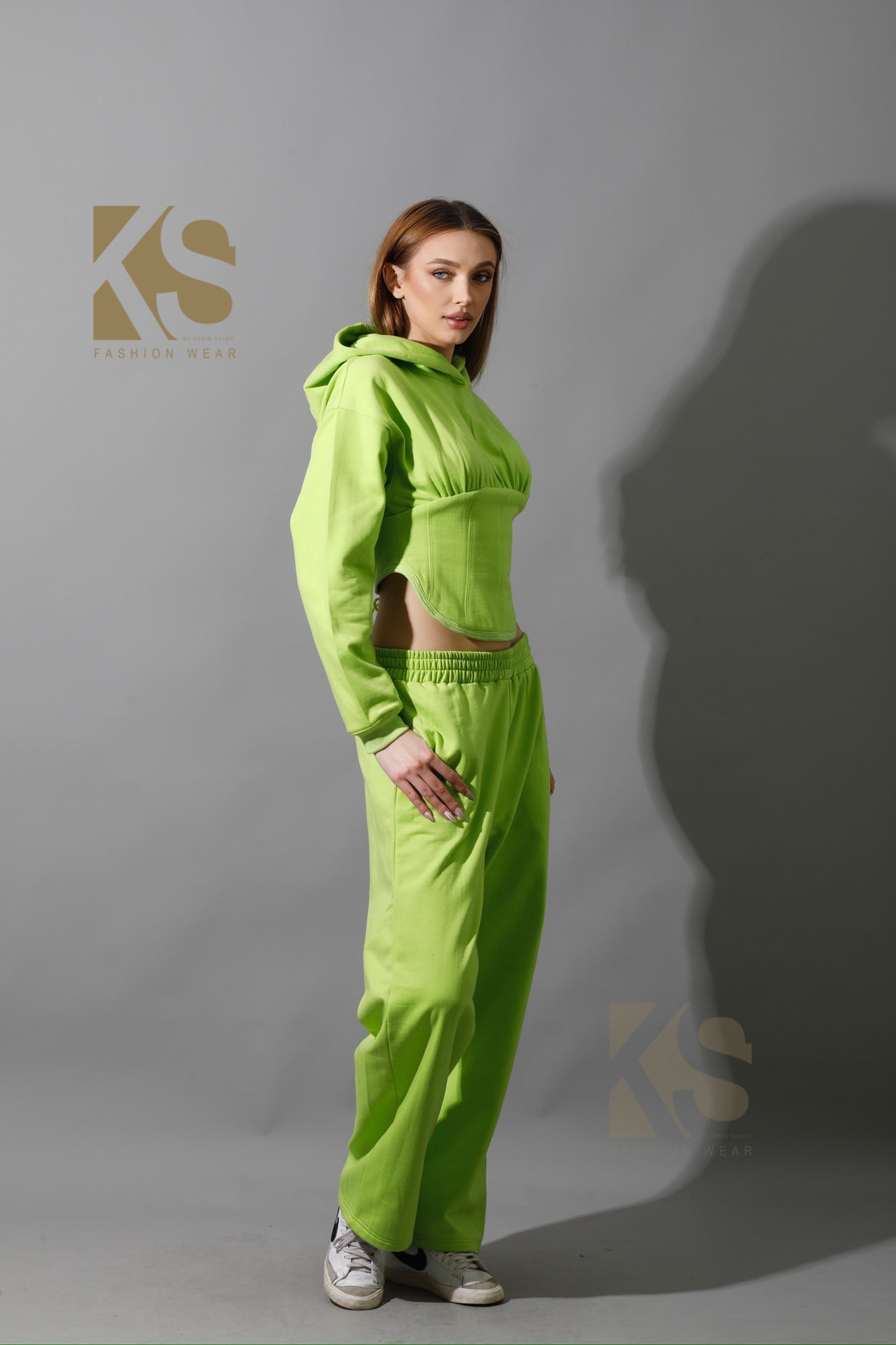 Corset Hoodie Set - Lime Green