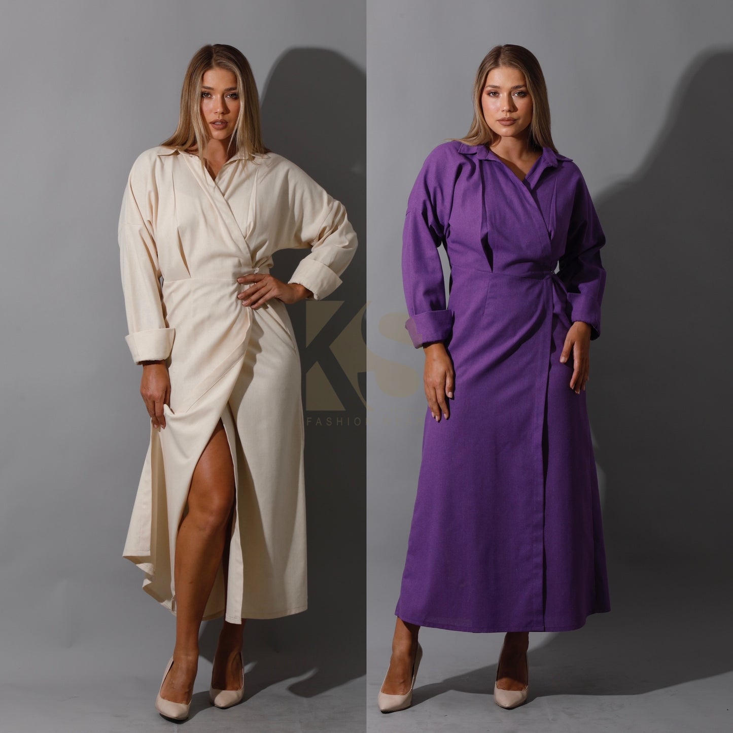 Wrapped Maxi Dress - Beige