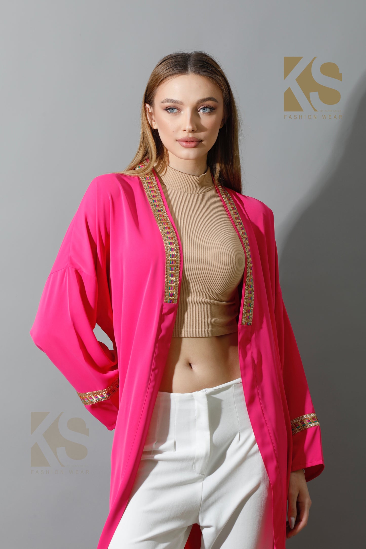 Long CBH Kaftan - Barbie Pink