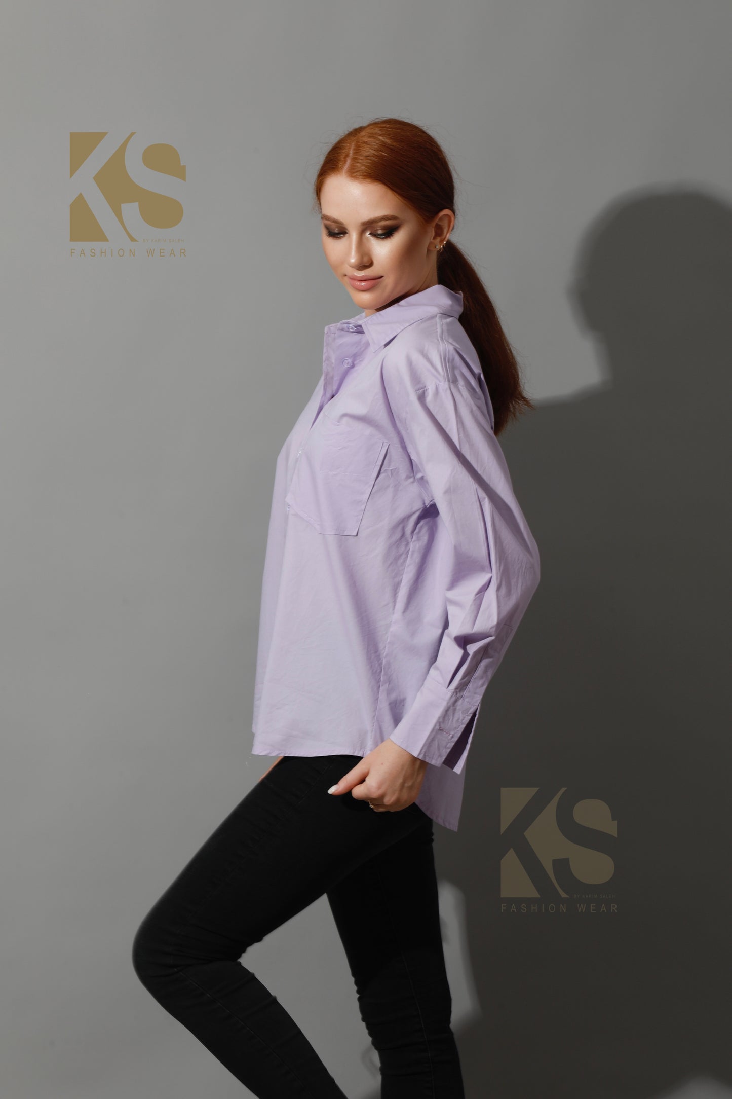 Back Slit Shirt - Lavender