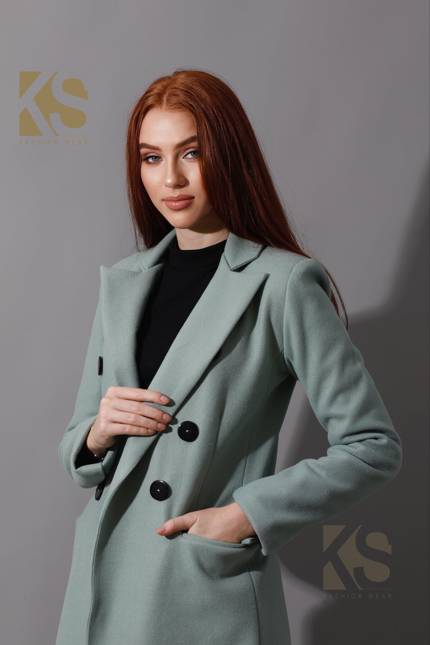 Front Open Coat - Mint Green