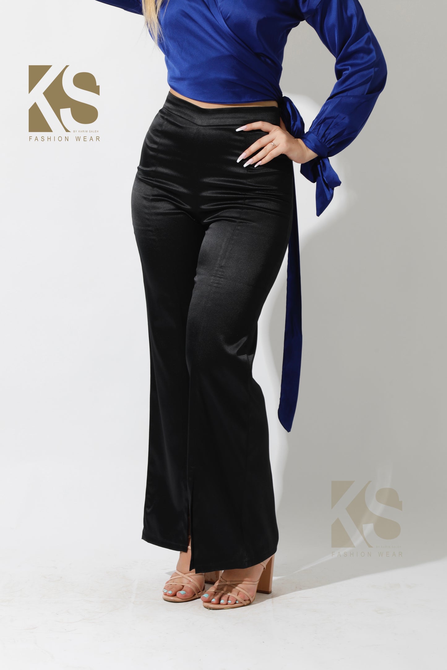 Front Slit Trousers - Black