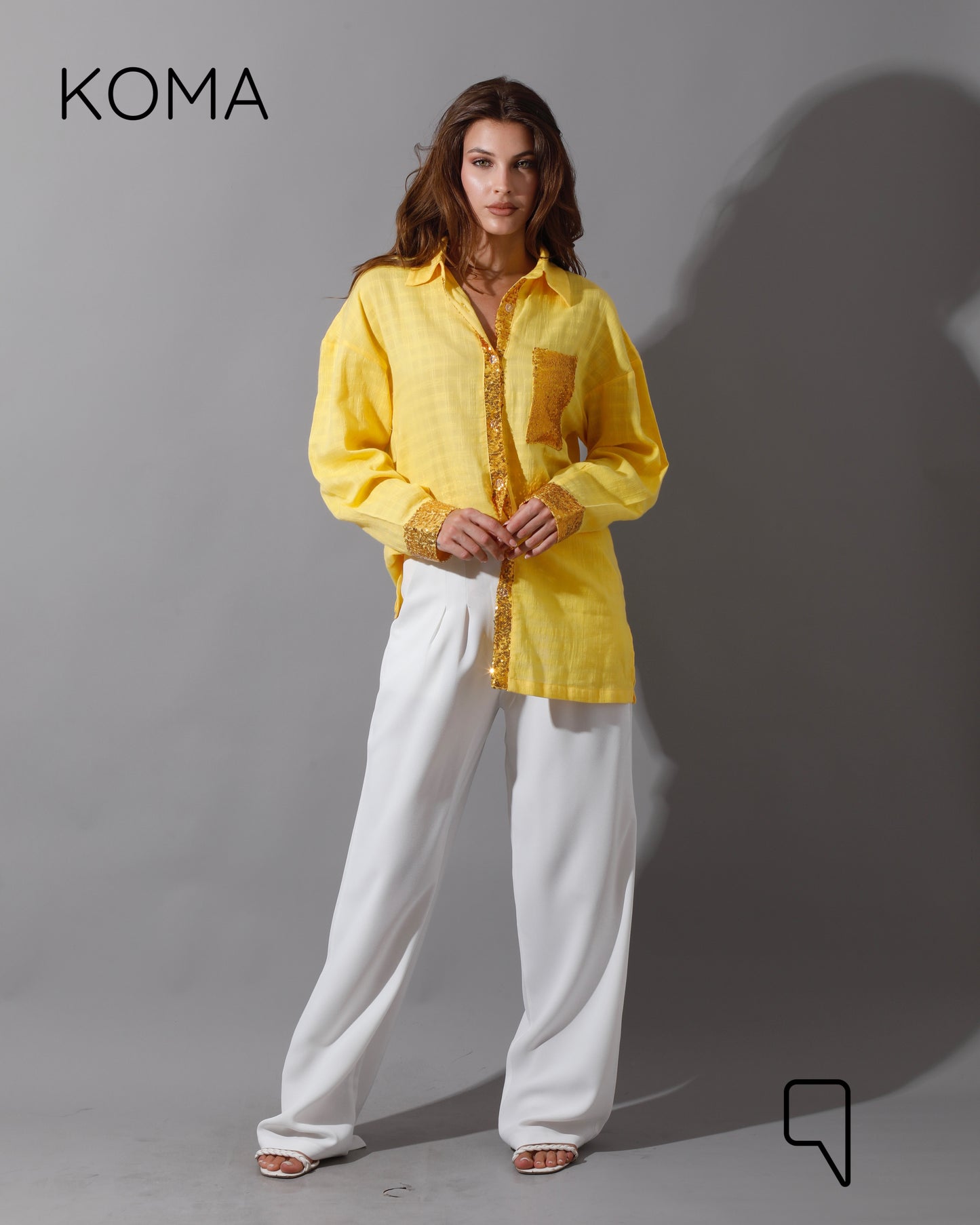Glitter Long Sleeves Shirt - Yellow