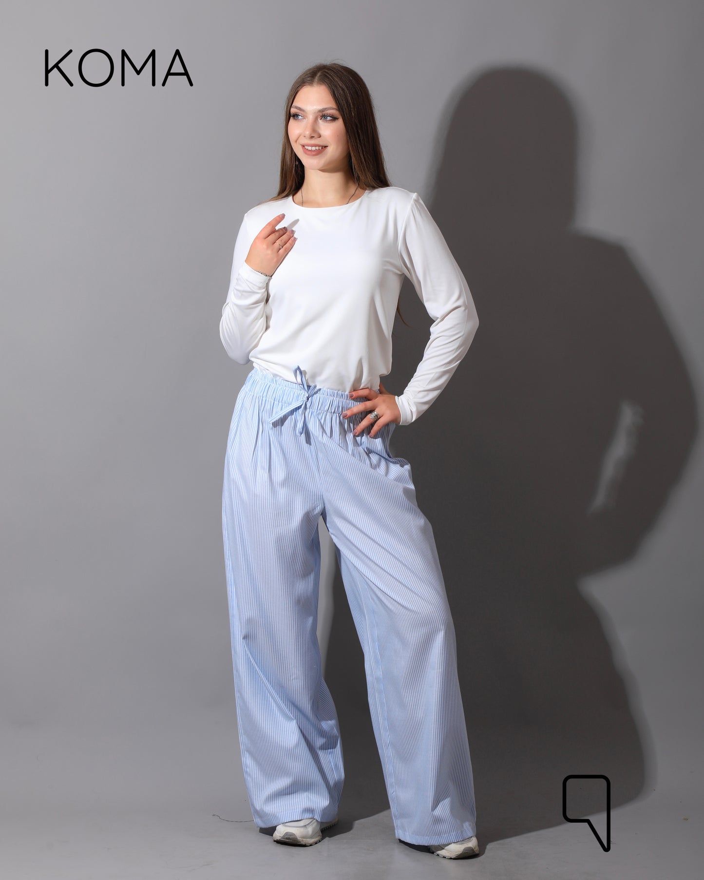 Striped Straight Leg trousers - Striped Baby Blue