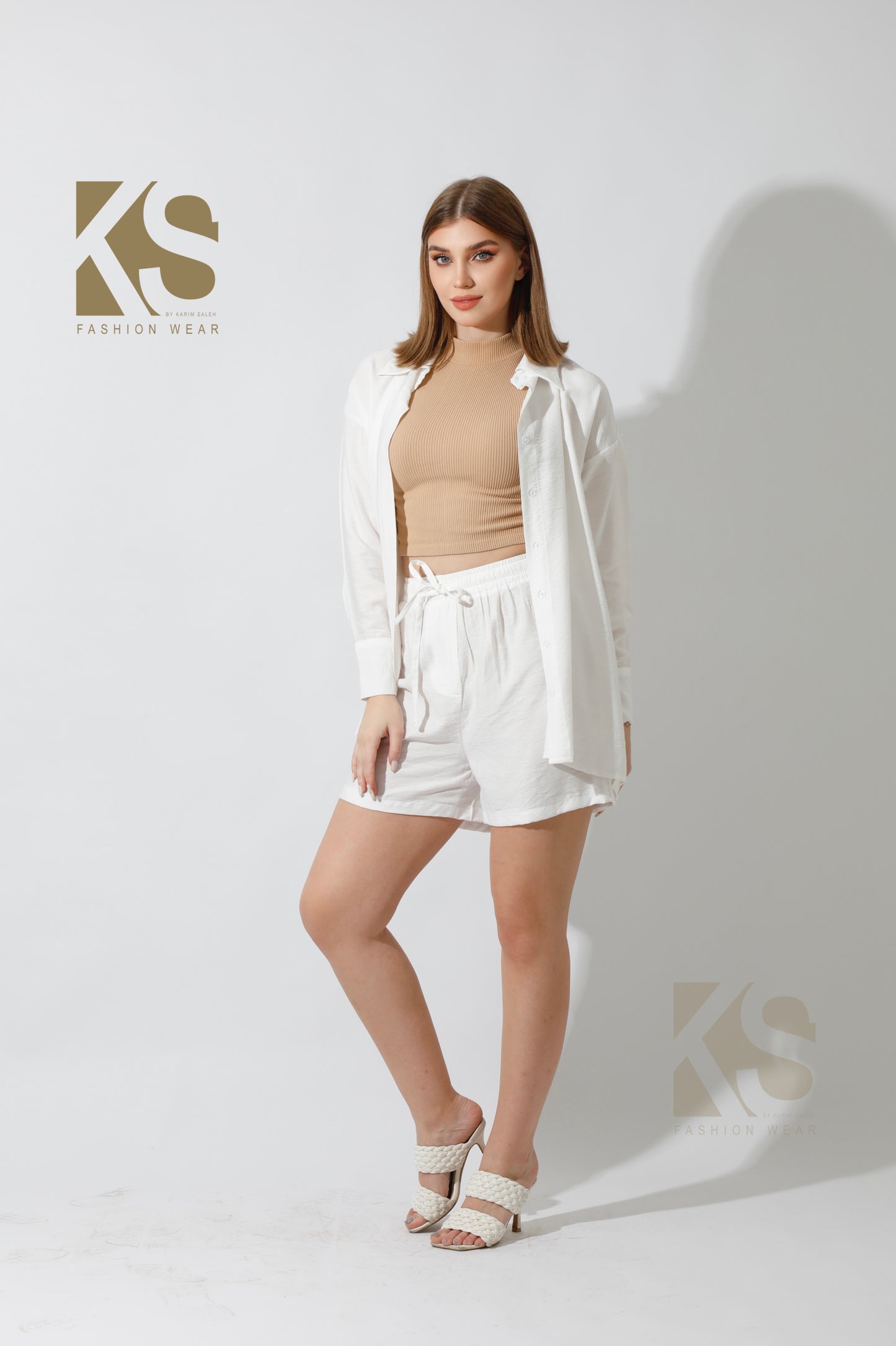 Lose Fit Shirt & Shorts Set - White