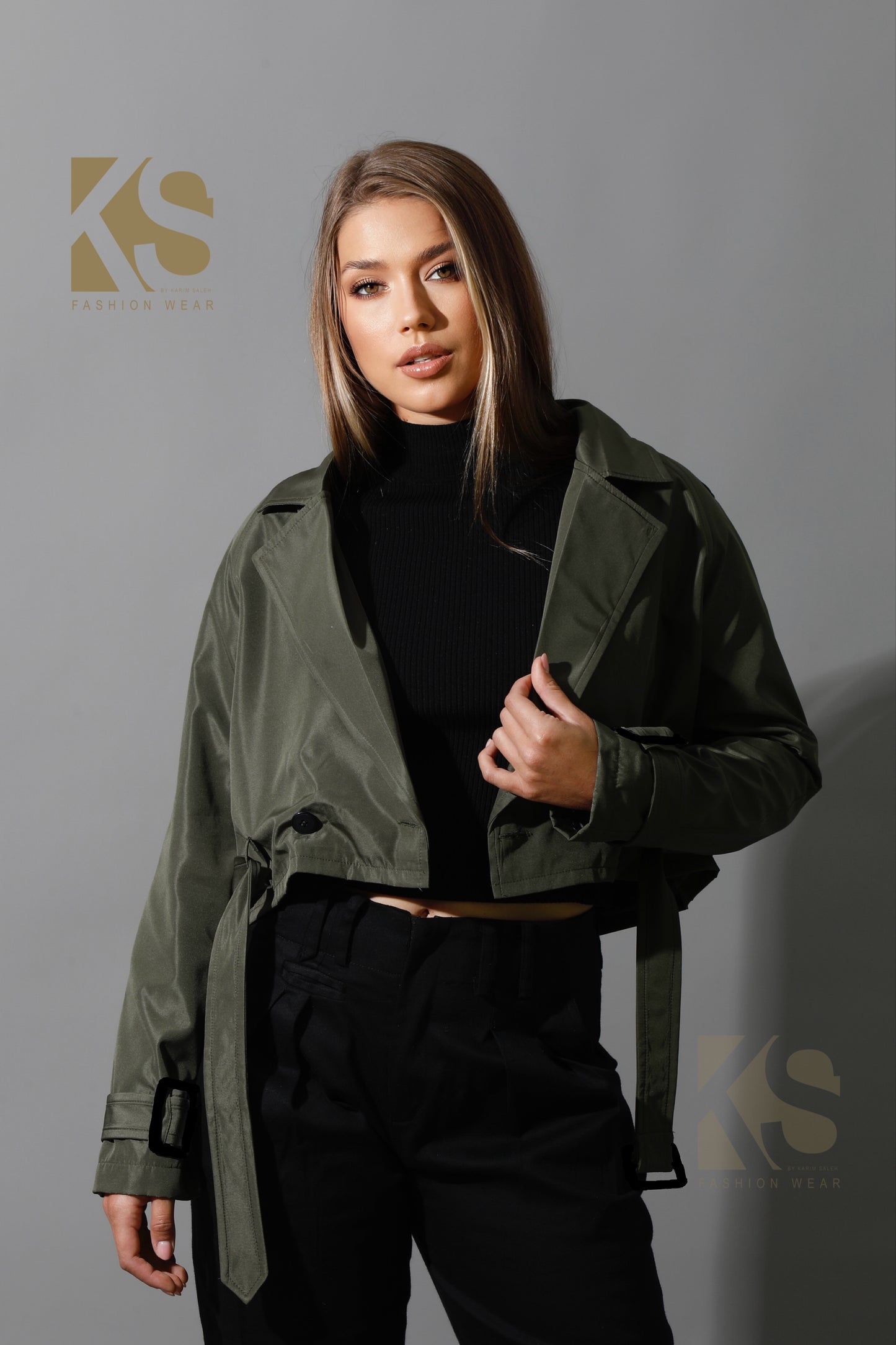Double Breasted Trench Jacket - Olive
