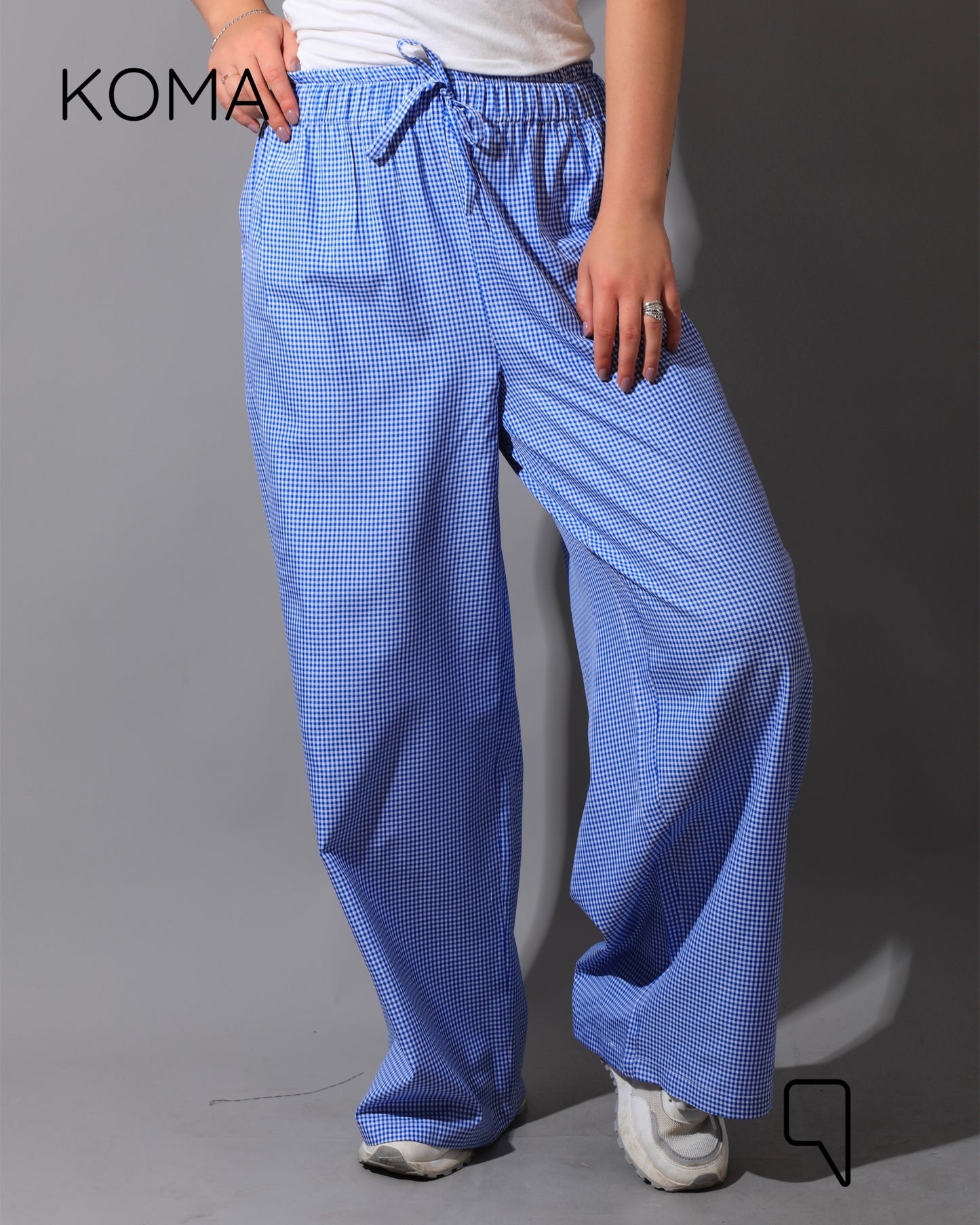 Plaid Straight Leg trousers - Plaid Baby Blue