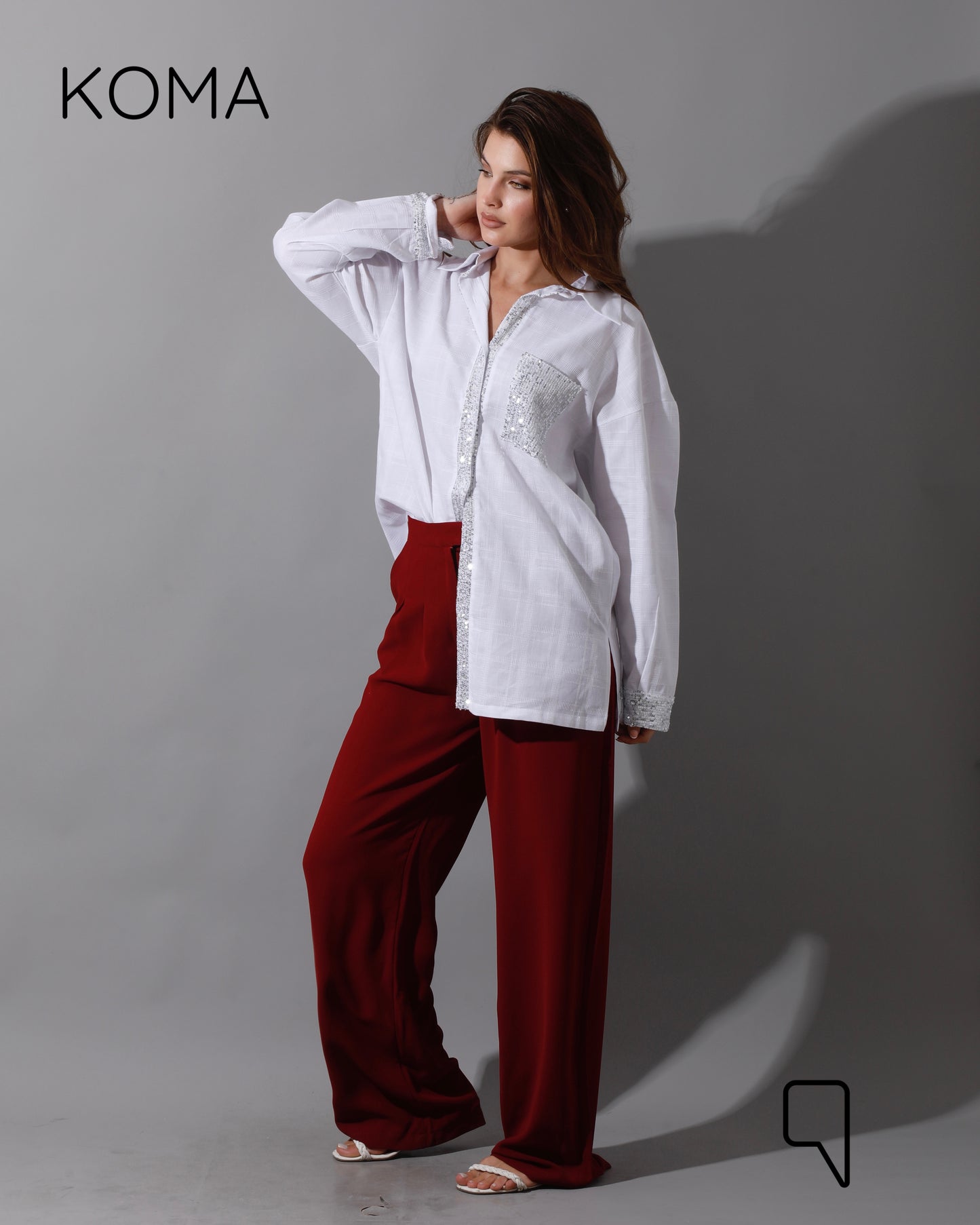 Glitter Long Sleeves Shirt - White